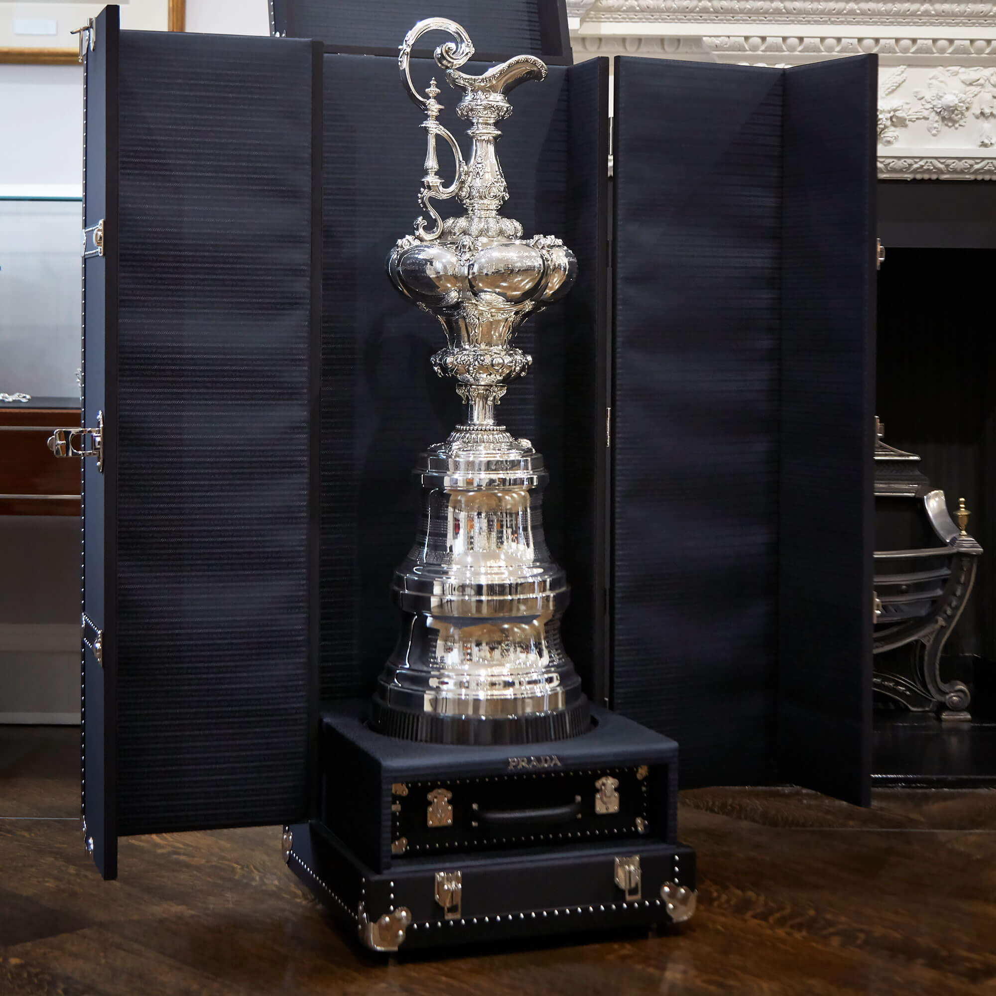 the Americas Cup in its display case at the Garrard London Store