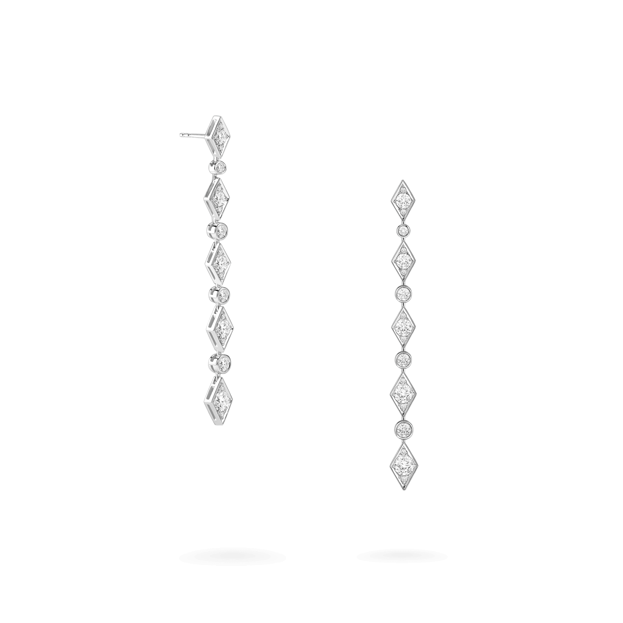 White gold long store drop earrings