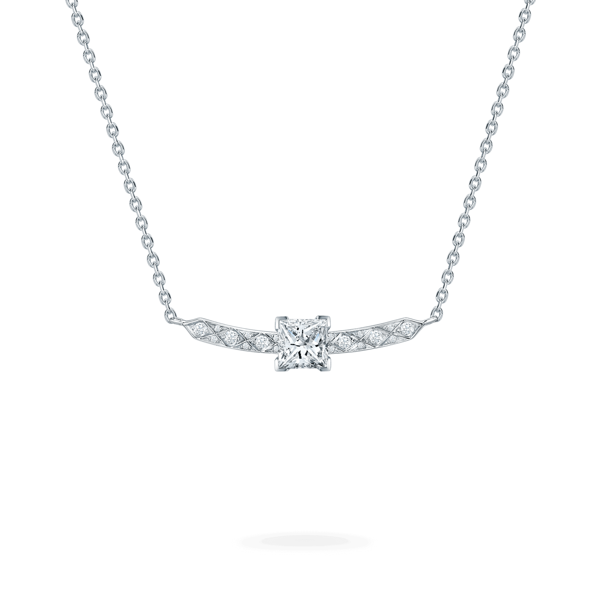 Square cut sale diamond necklace