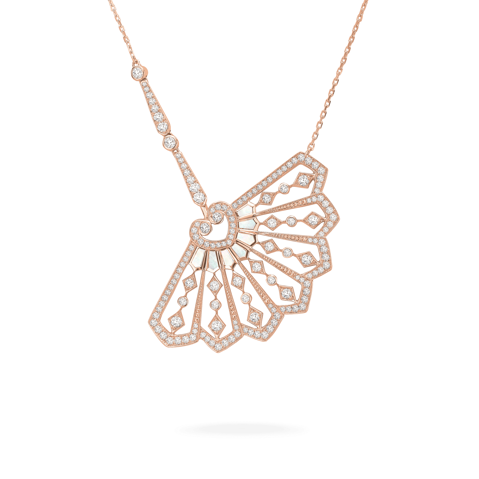 Garrard Fanfare Classic jewellery collection white diamond and mother of pearl pendant in 18ct rose gold 2015510 Hero View enlarged 1