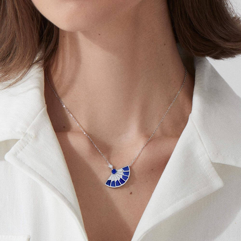 White gold store lapis pendant