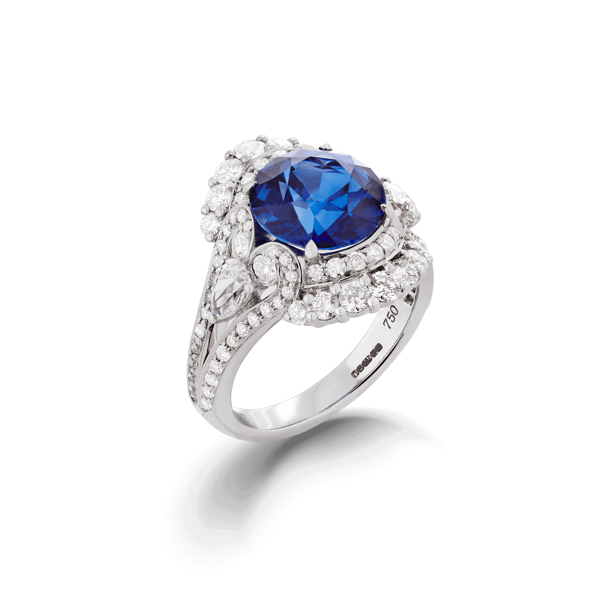 Garrard Jewelled Vault 4.79ct Round Royal Blue Sapphire Ring with Diamonds 2016610 Hero 1