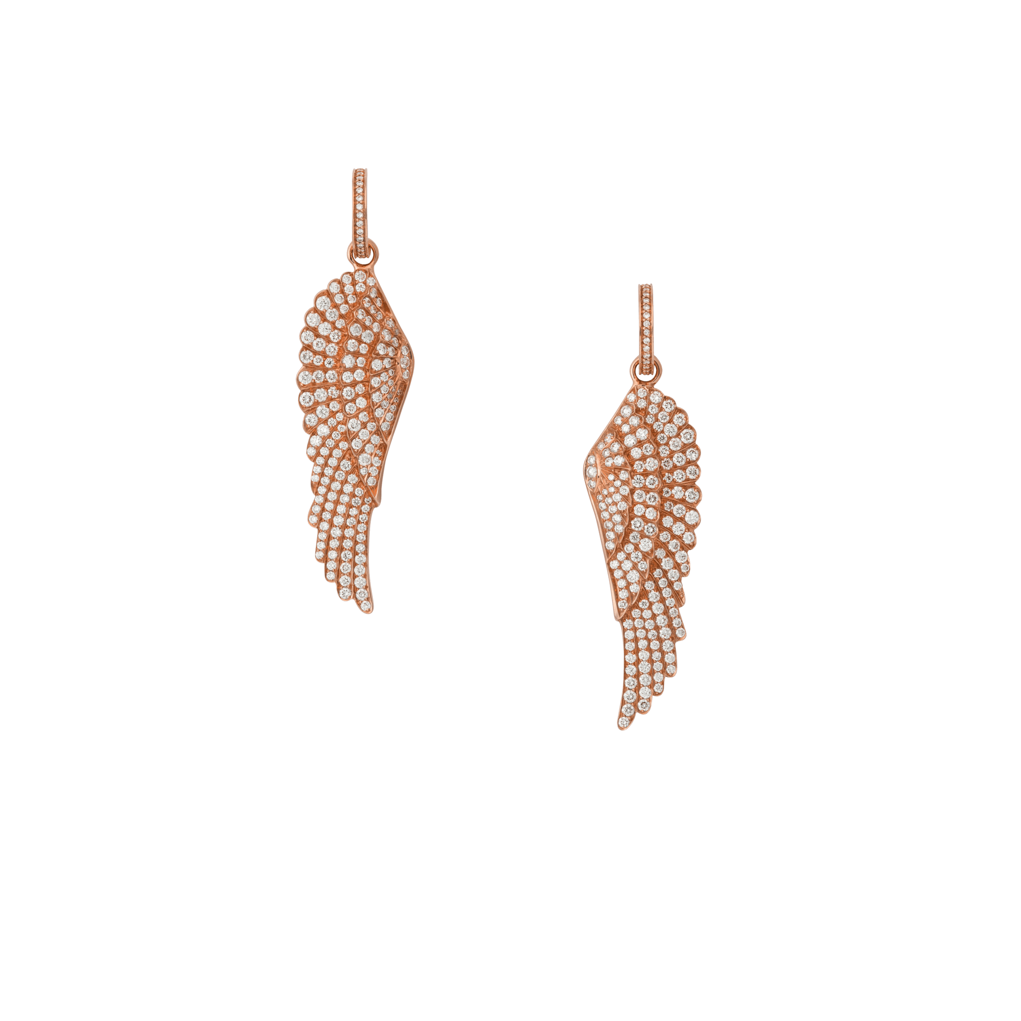 Garrard Wings Classic jewellery collection Hoop and Drop Diamond Earrings In 18ct Rose Gold 2013182 Hero View