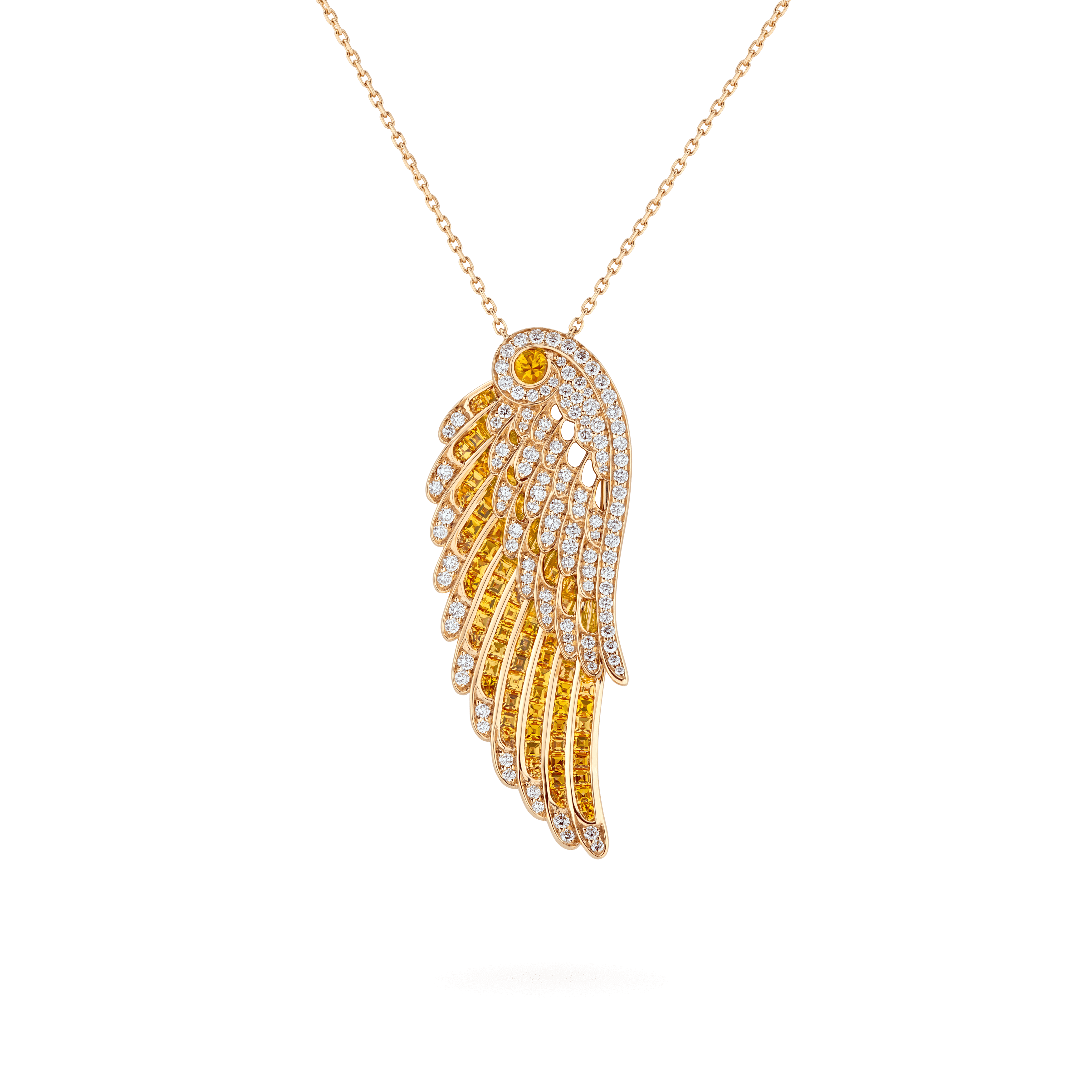 Garrard Wings Embrace jewellery collection Yellow Sapphire and Diamond Pendant In 18ct Yellow Gold 2016580 Hero View Garrard Wings Embrace jewellery collection Yellow Sapphire and Diamond Pendant In 18ct Yellow Gold 2016580 Hero View
