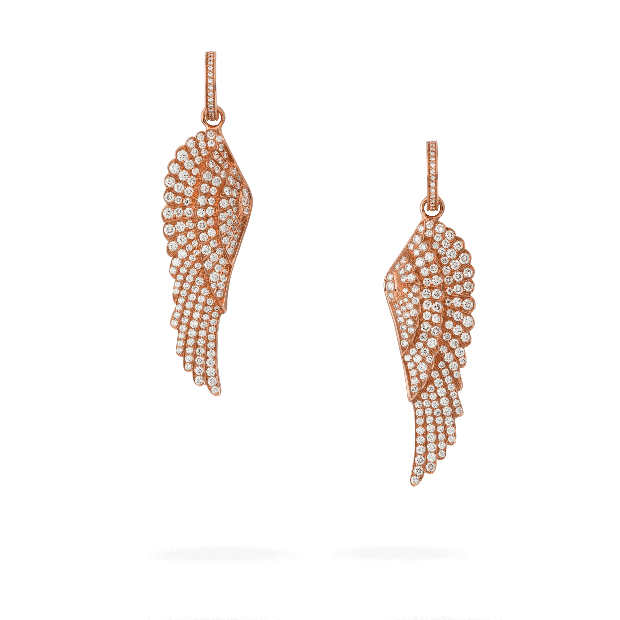 Garrard Wings jewellery Collection Classic Hoop and Drop Diamond Earrings In 18ct Rose Gold, 2013182, Hero View