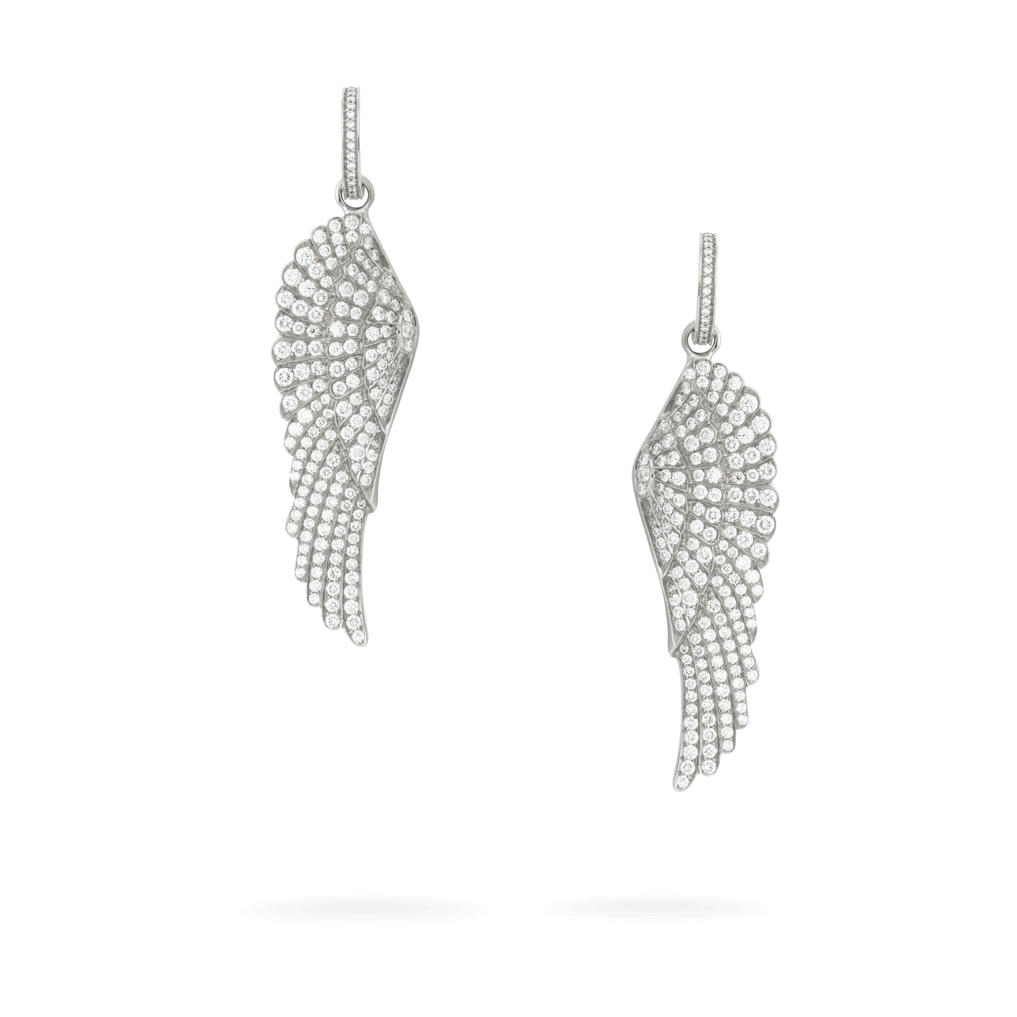 Garrard Wings jewellery Collection Classic Hoop and Drop Diamond Earrings In 18ct White Gold, 2013181, Hero View