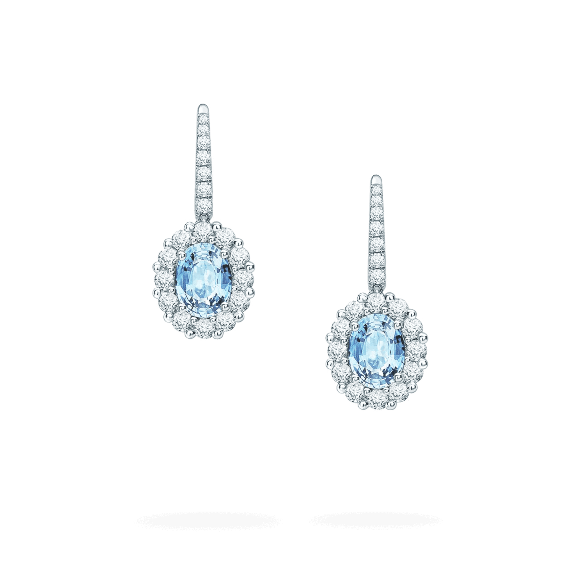 1735 Aquamarine Drop Earrings In Platinum with Diamonds