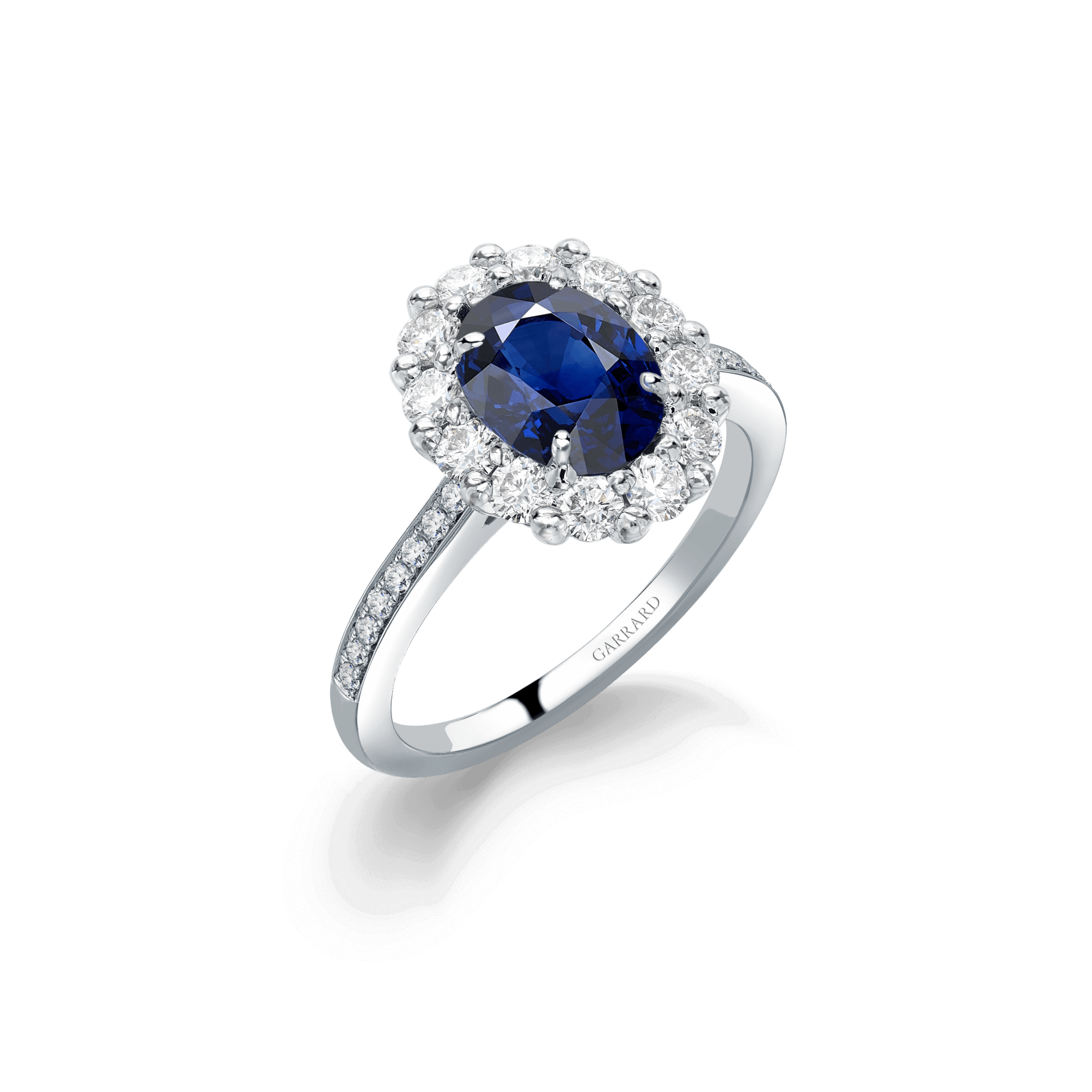 Garrard 1735 collection Sapphire Oval Ring in Platinum with Diamonds JR17PT03 Hero View