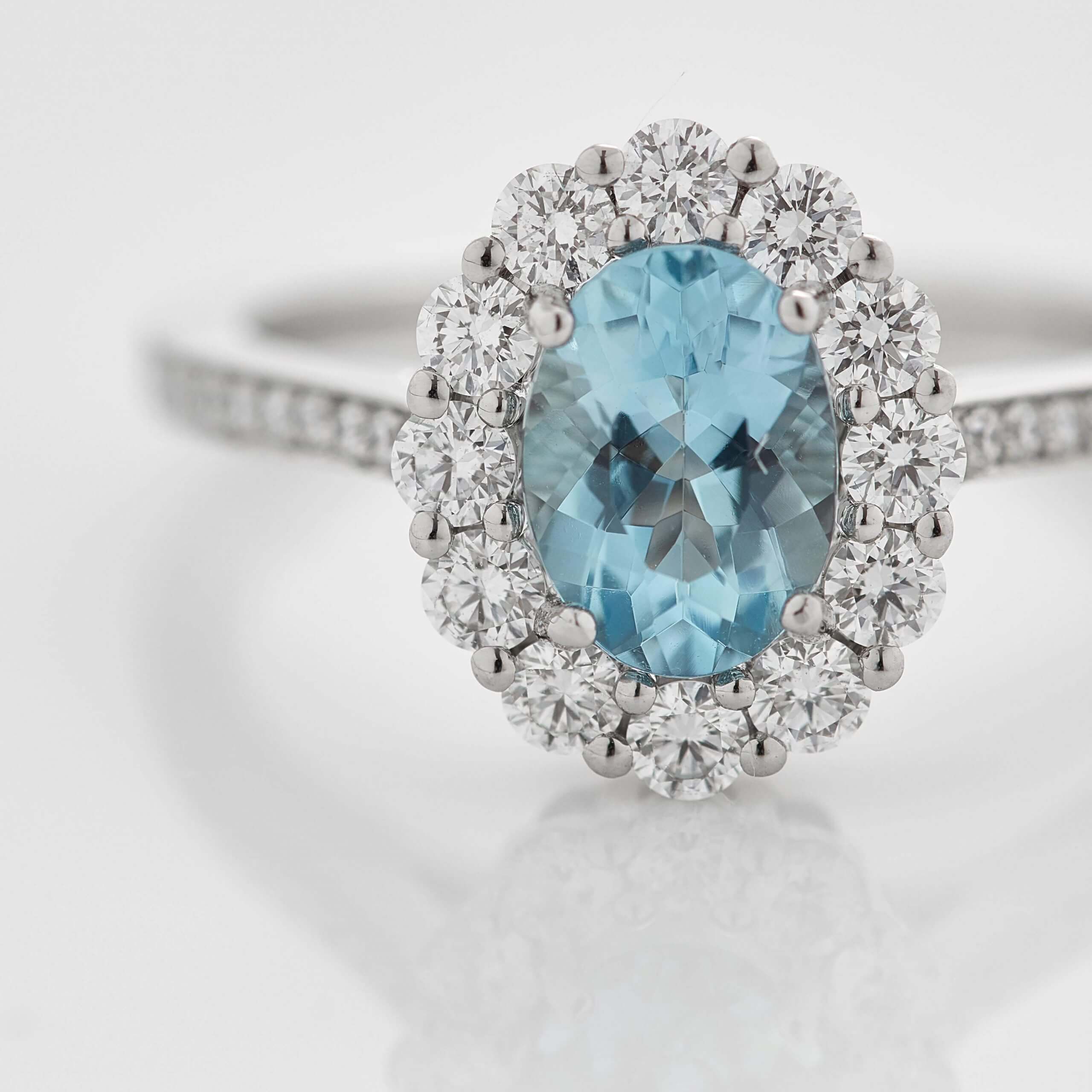 1735 Aquamarine Ring | In Platinum with Diamonds | Garrard