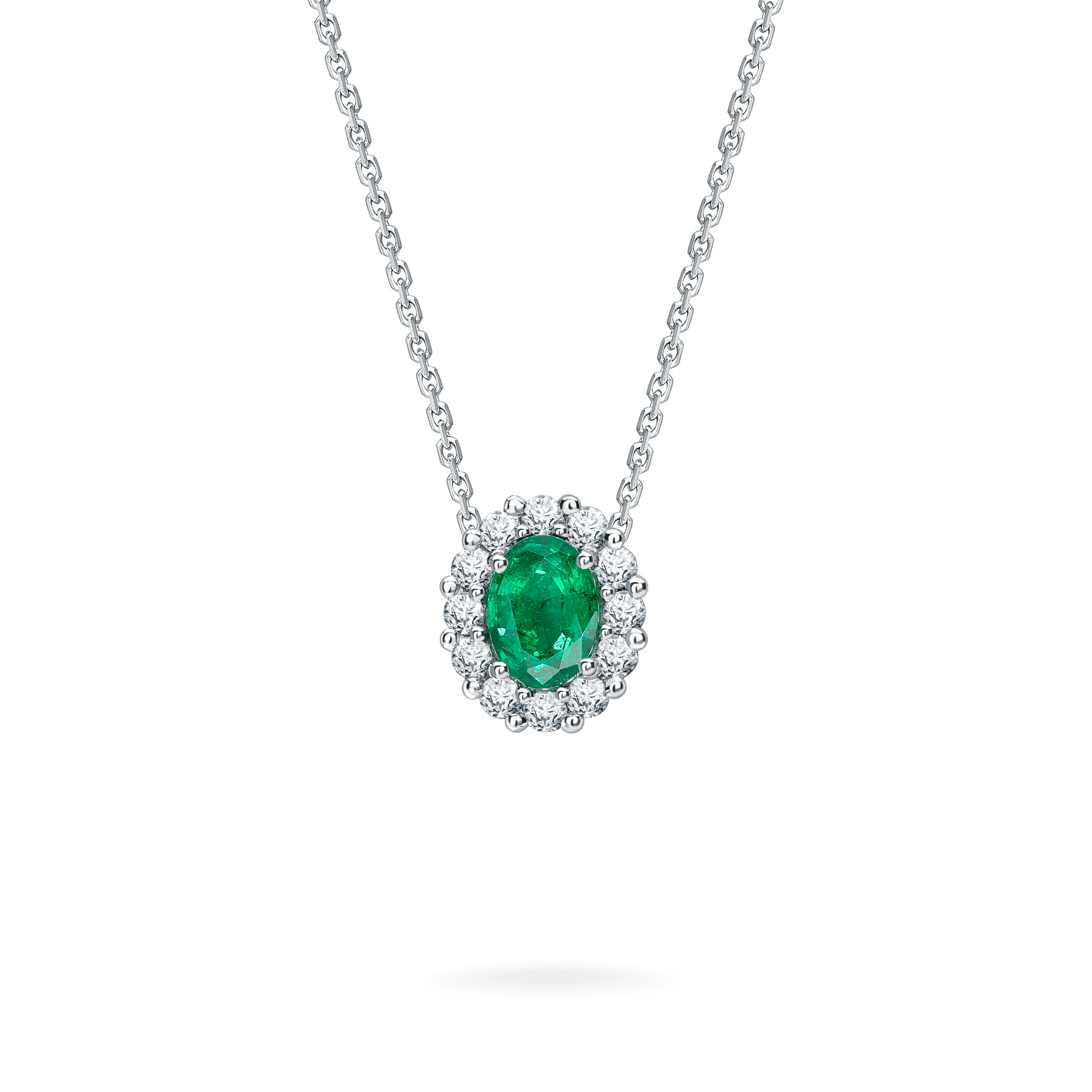 Platinum and sales emerald necklace