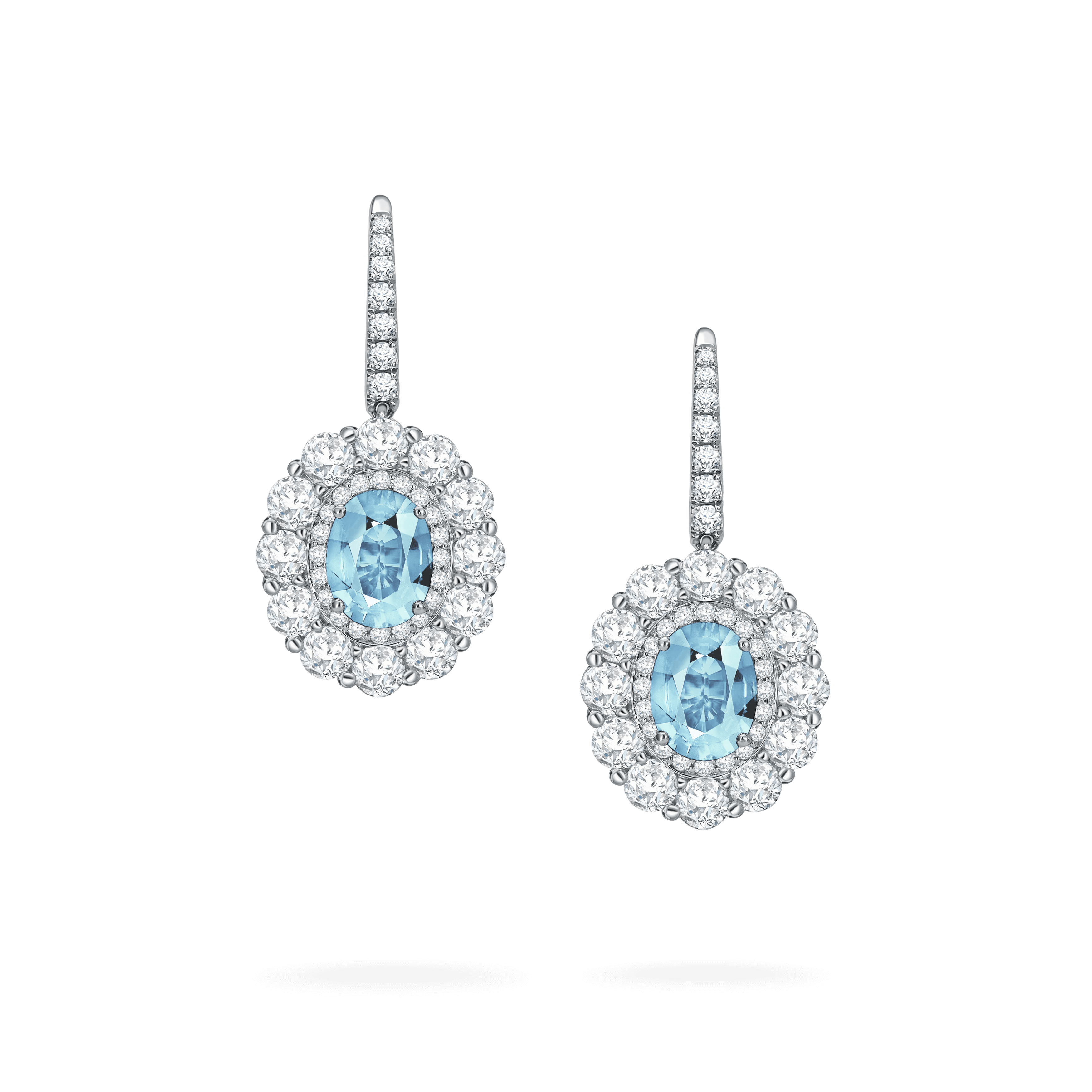 1735 Double Cluster Aquamarine and Diamond Earrings | Garrard