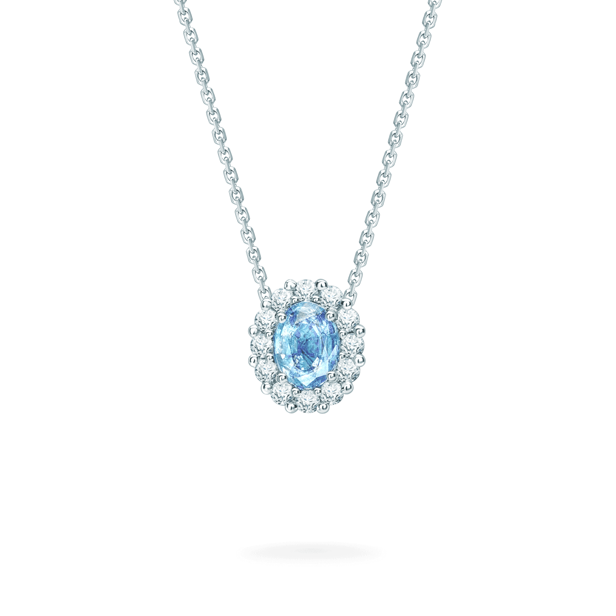 Garrard 1735 jewellery collection Aquamarine Pendant in Platinum with Diamonds JP17PT07 Hero