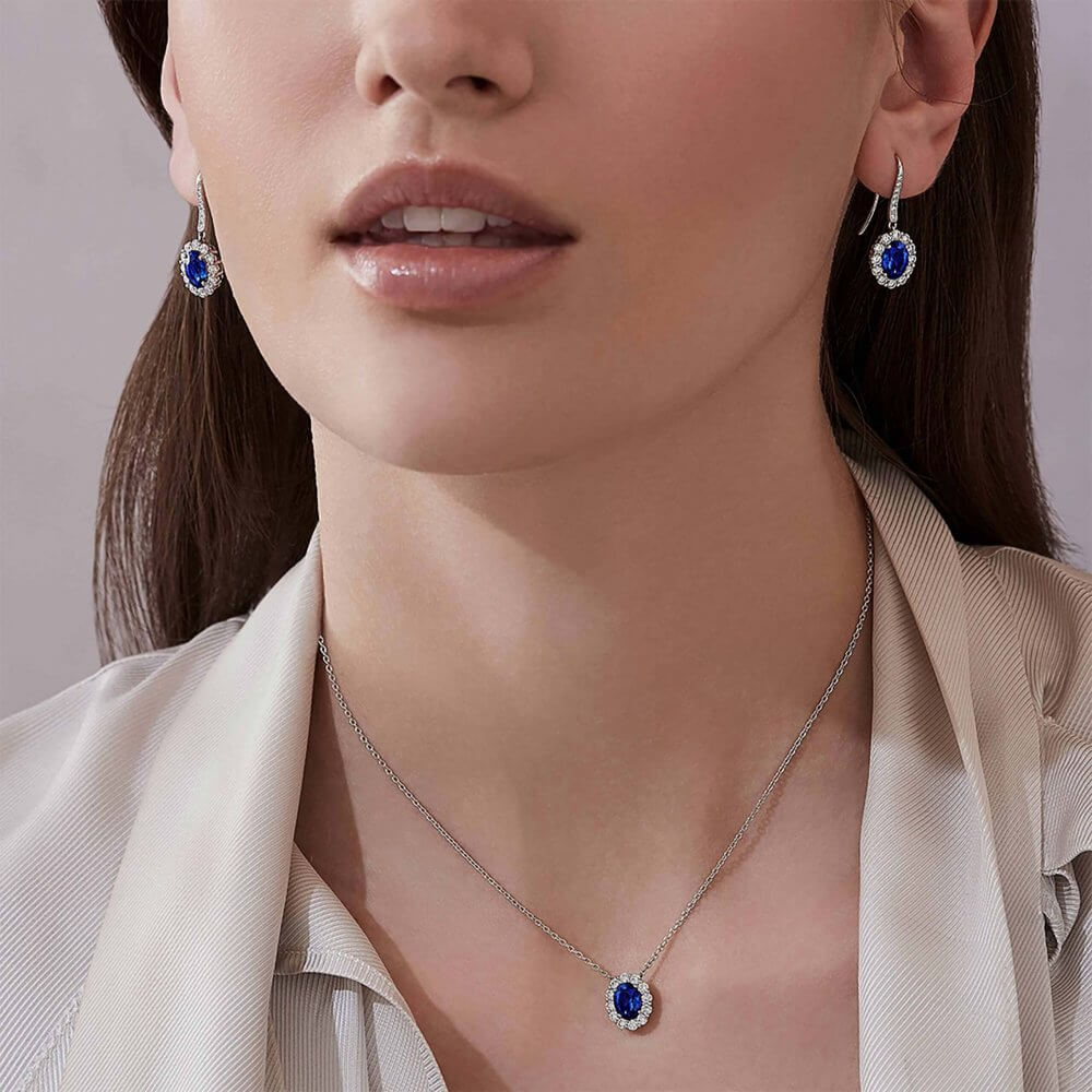 Royal Blue Heart Rhinestone Necklace | GIGILAND UK | SilkFred US