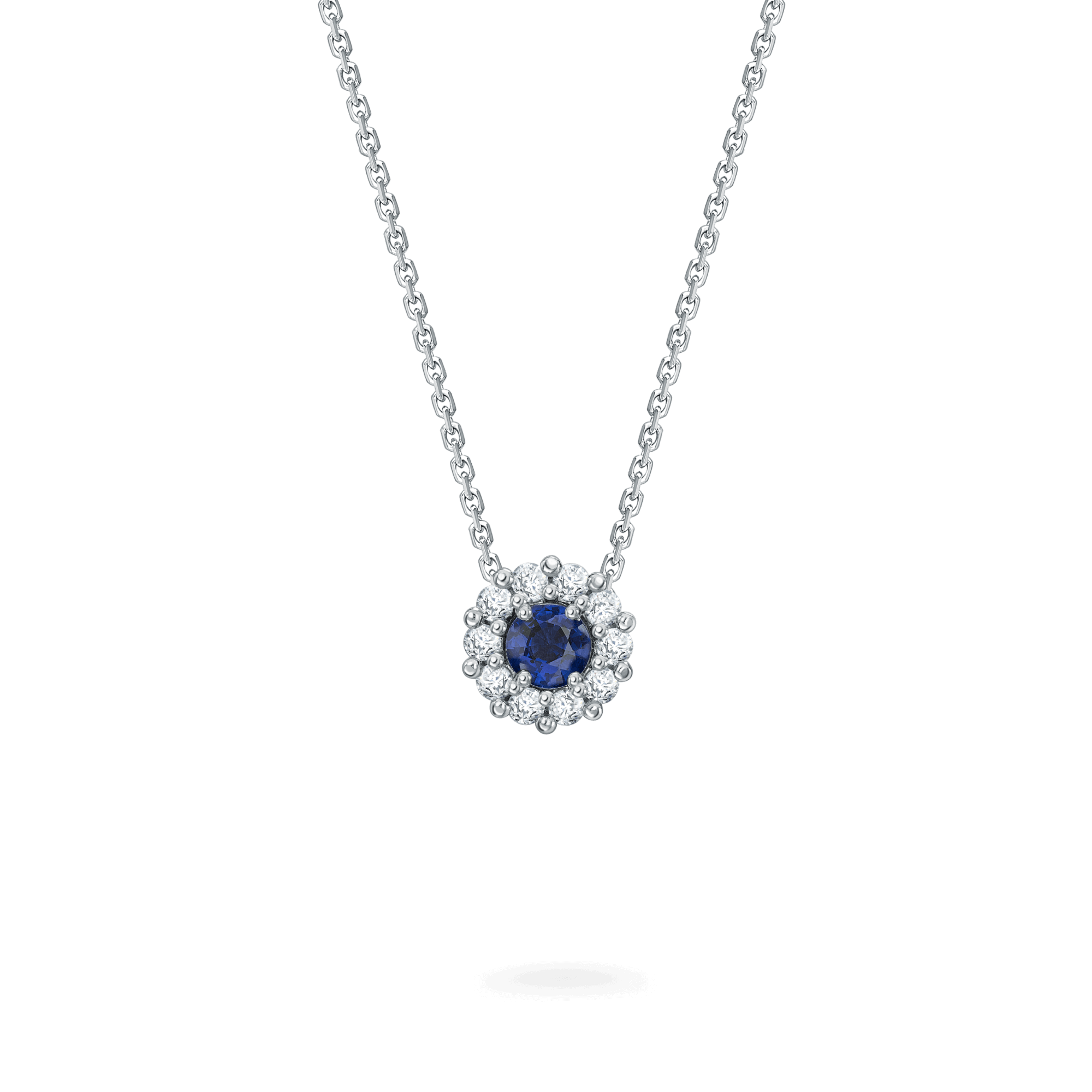 Garrard 1735 jewellery collection Sapphire Round Pendant in Platinum JP17PT06 Hero View