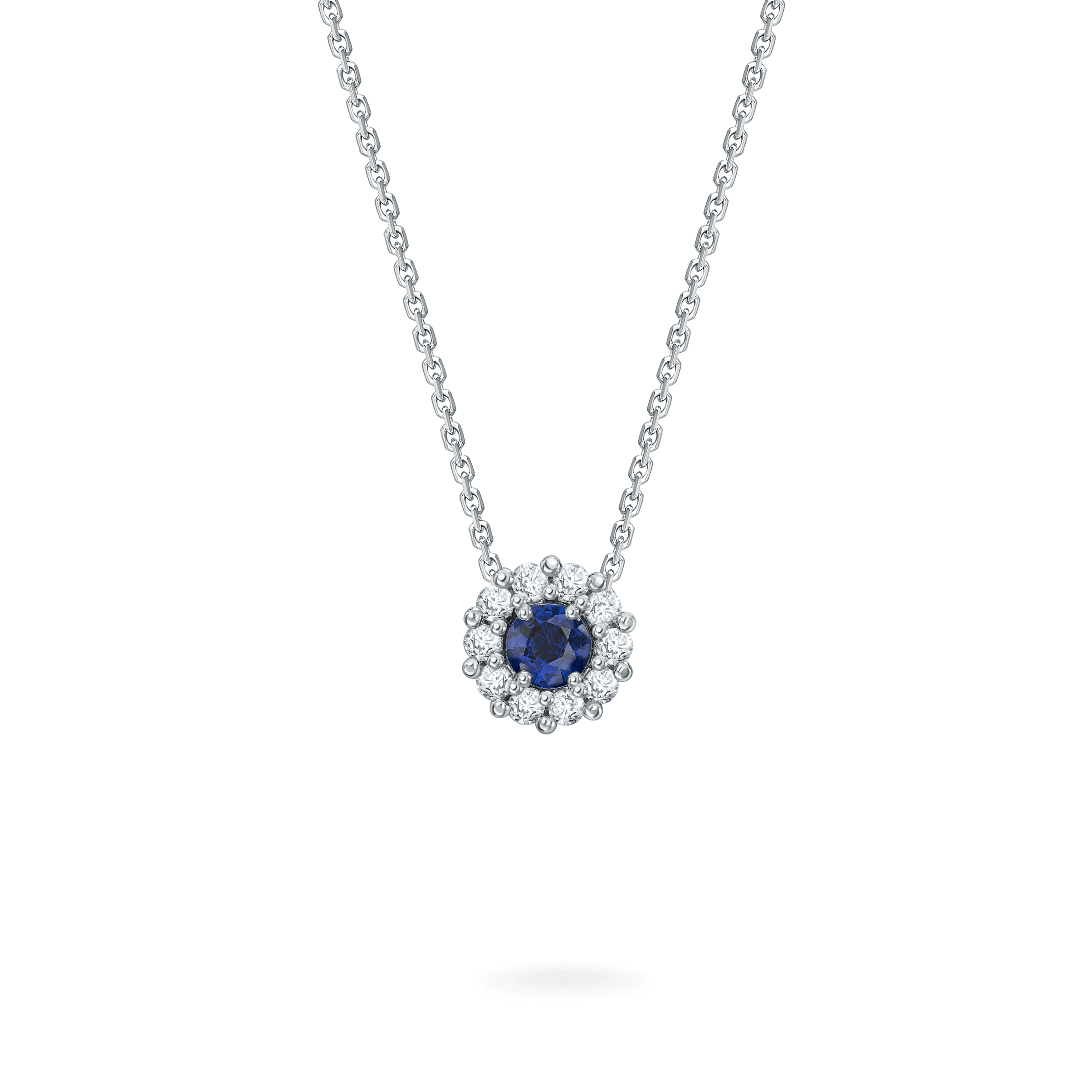 Garrard 1735 jewellery collection Sapphire Round Pendant in Platinum JP17PT06 Hero View Garrard 1735 jewellery collection Sapphire Round Pendant in Platinum JP17PT06 Hero View