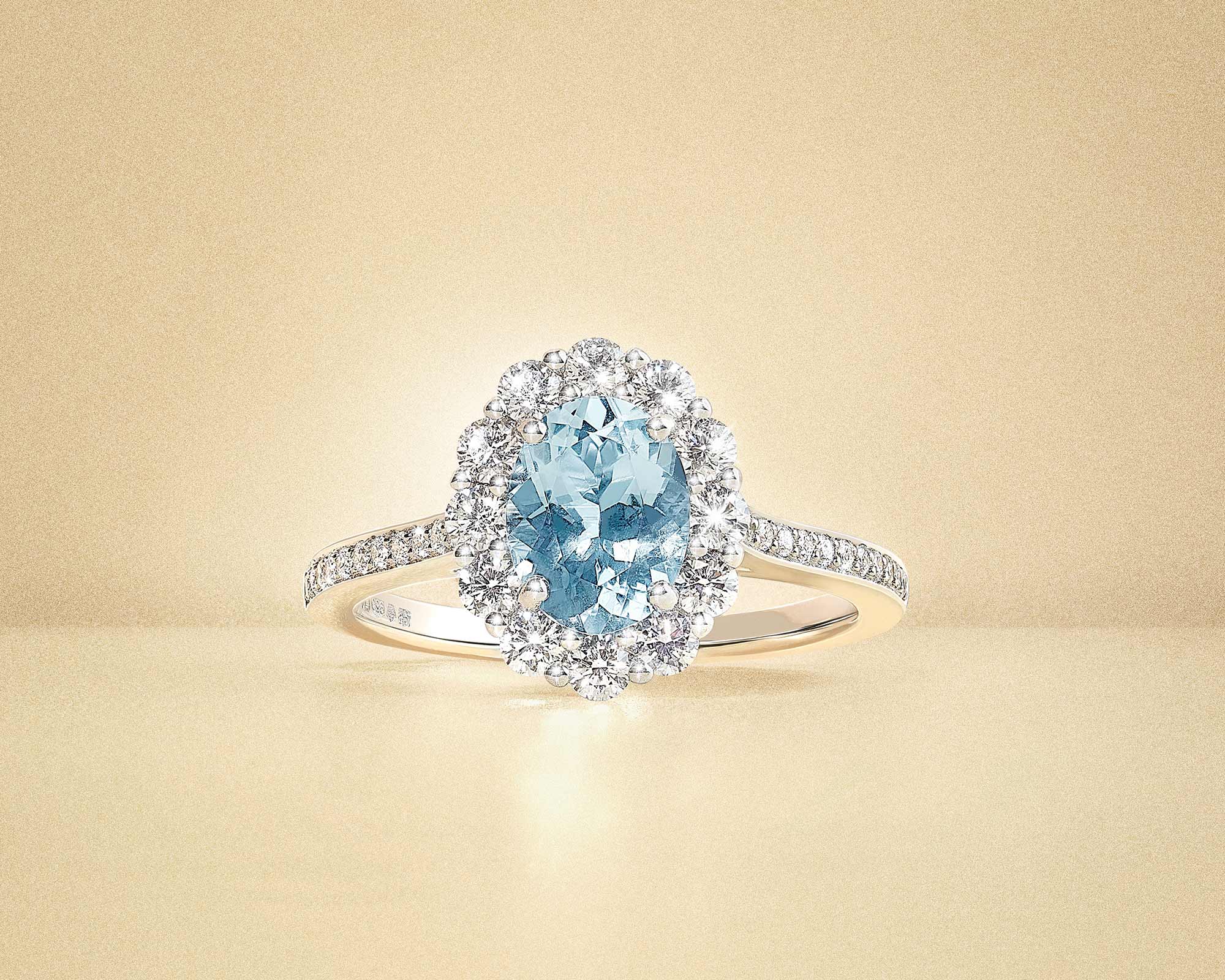Garrard 1735 jewellery collection aquamarine and diamond ring product image PLP 1