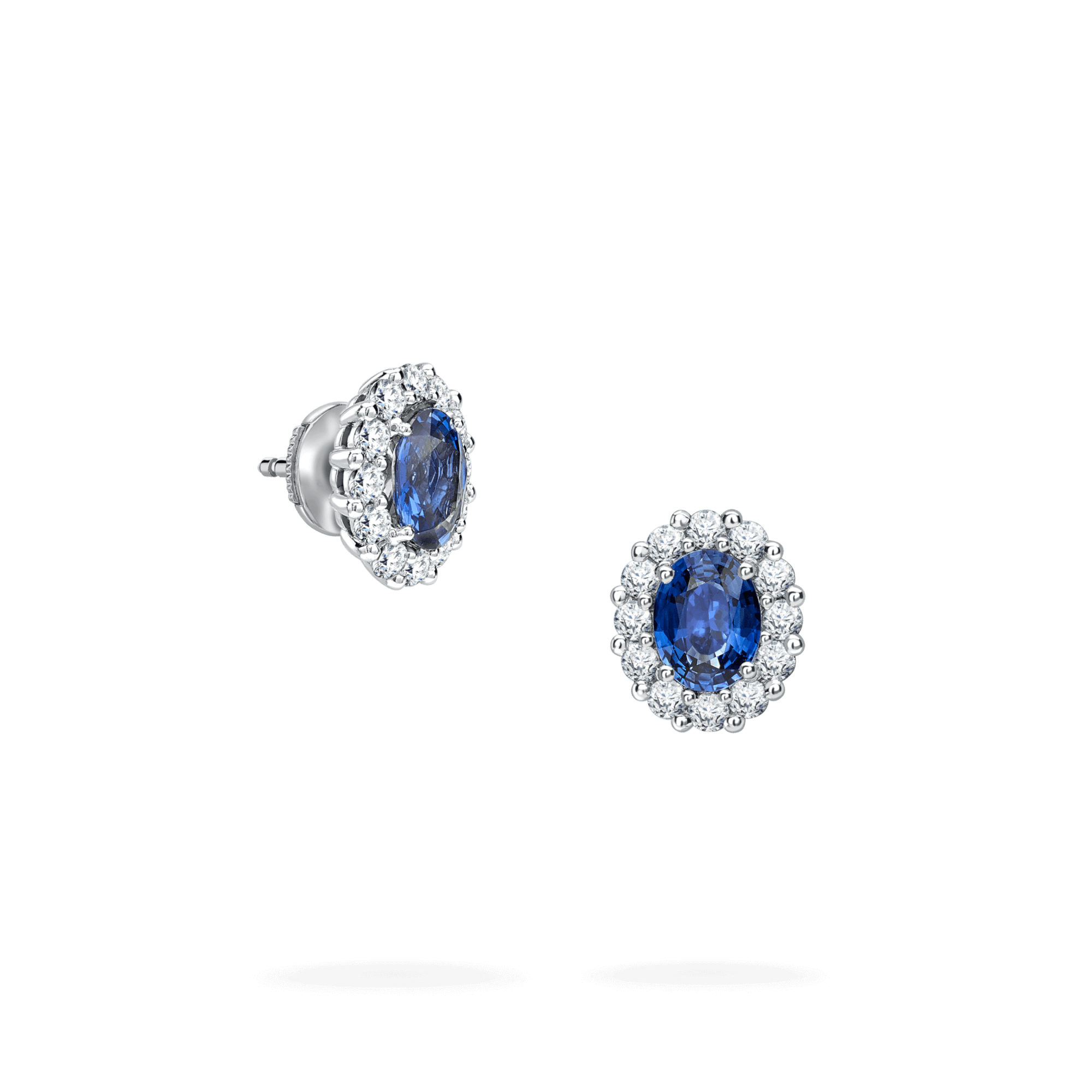 Garrard 1735 jewellery collection sapphire stud earrings in Platinum with Diamonds JE17PT12 Hero View