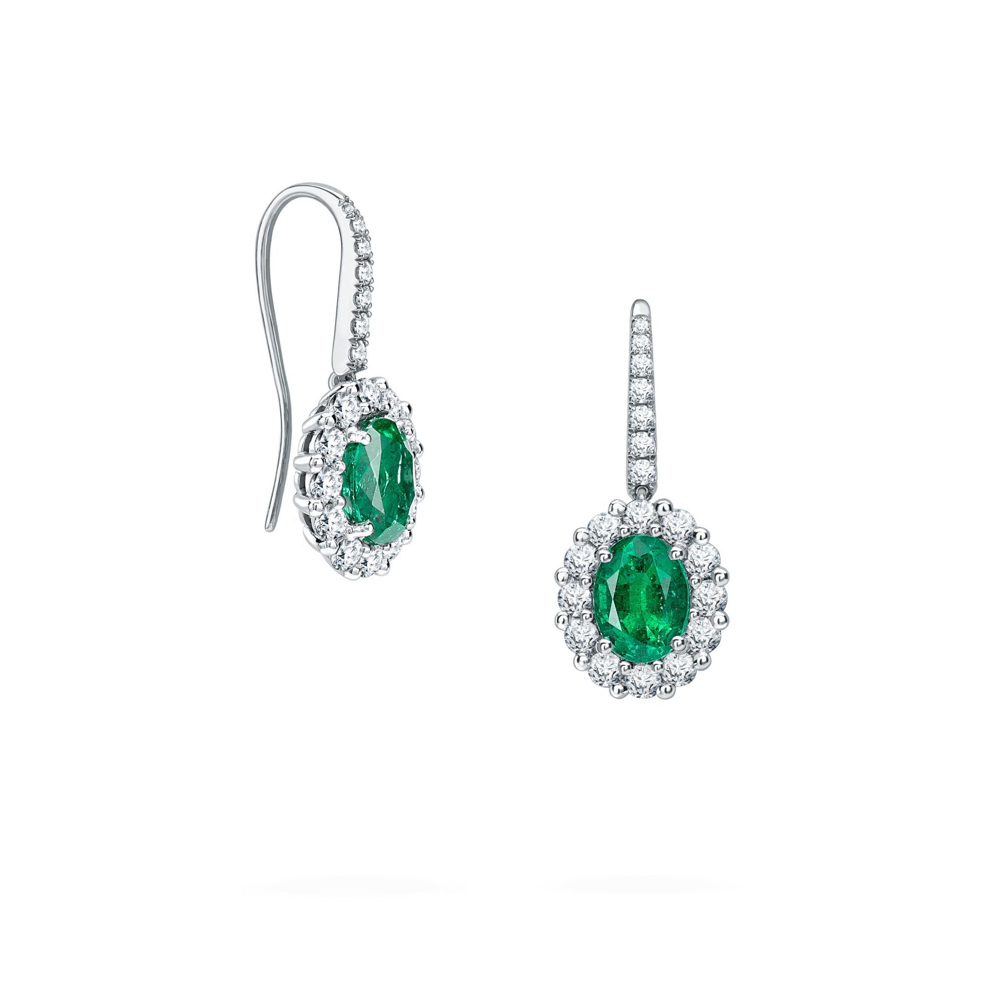 Platinum and sales emerald earrings