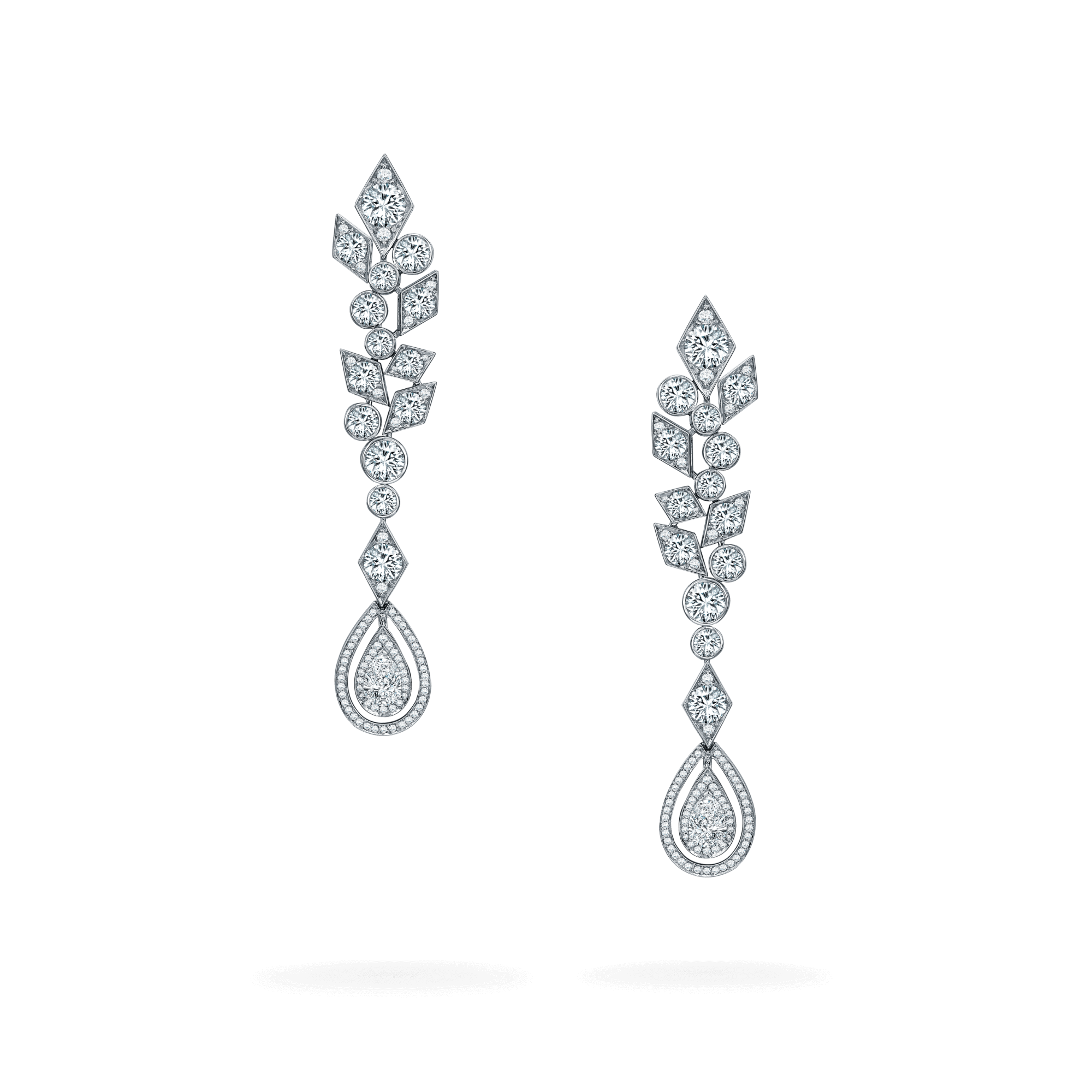 Garrard Albemarle Abstract Convertible High Jewellery Diamond Drop Earrings In 18ct White Gold 2016682