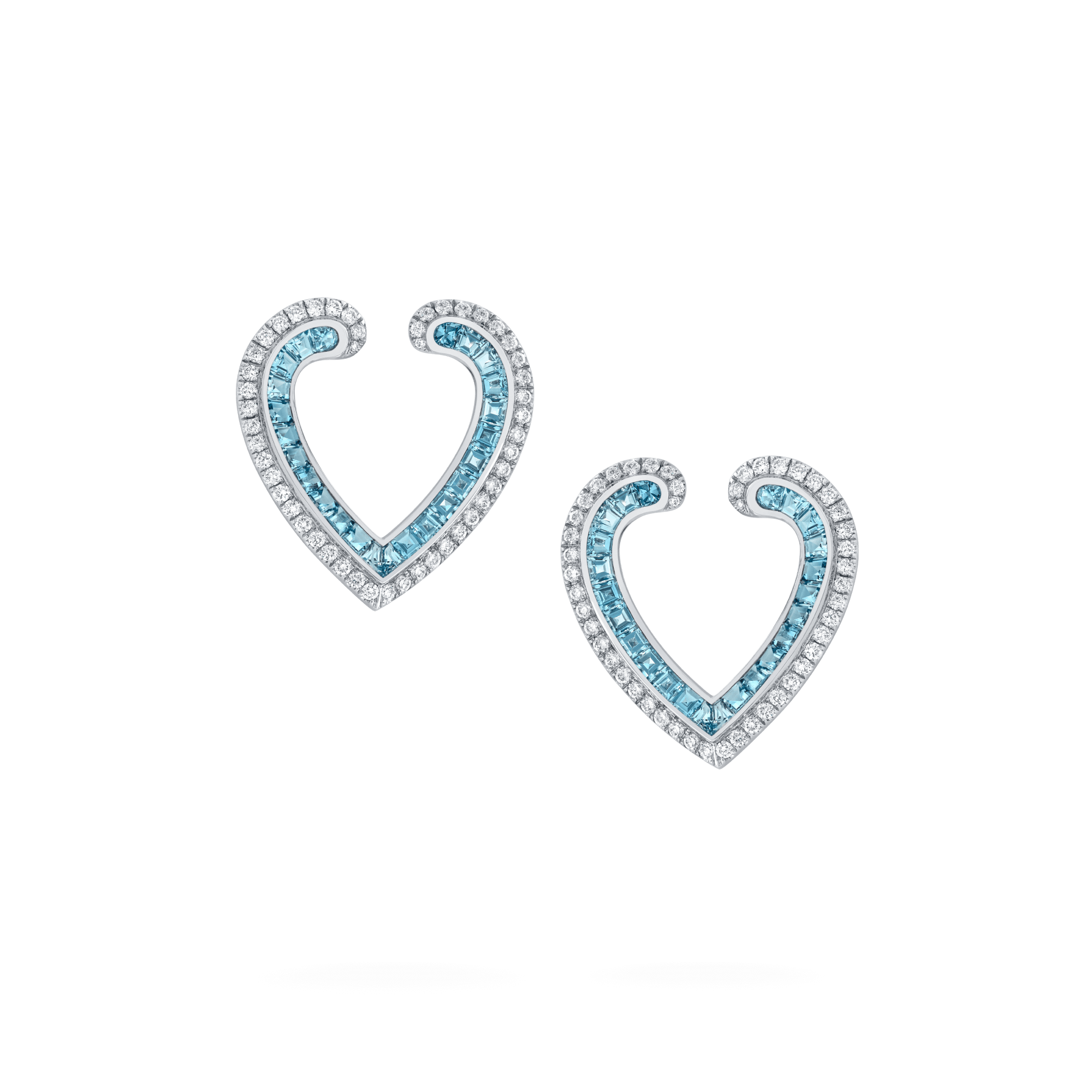 Garrard Aloria jewellery Collection calibre cut aquamarine earrings in 18ct white gold with Diamonds 2017068 Hero View