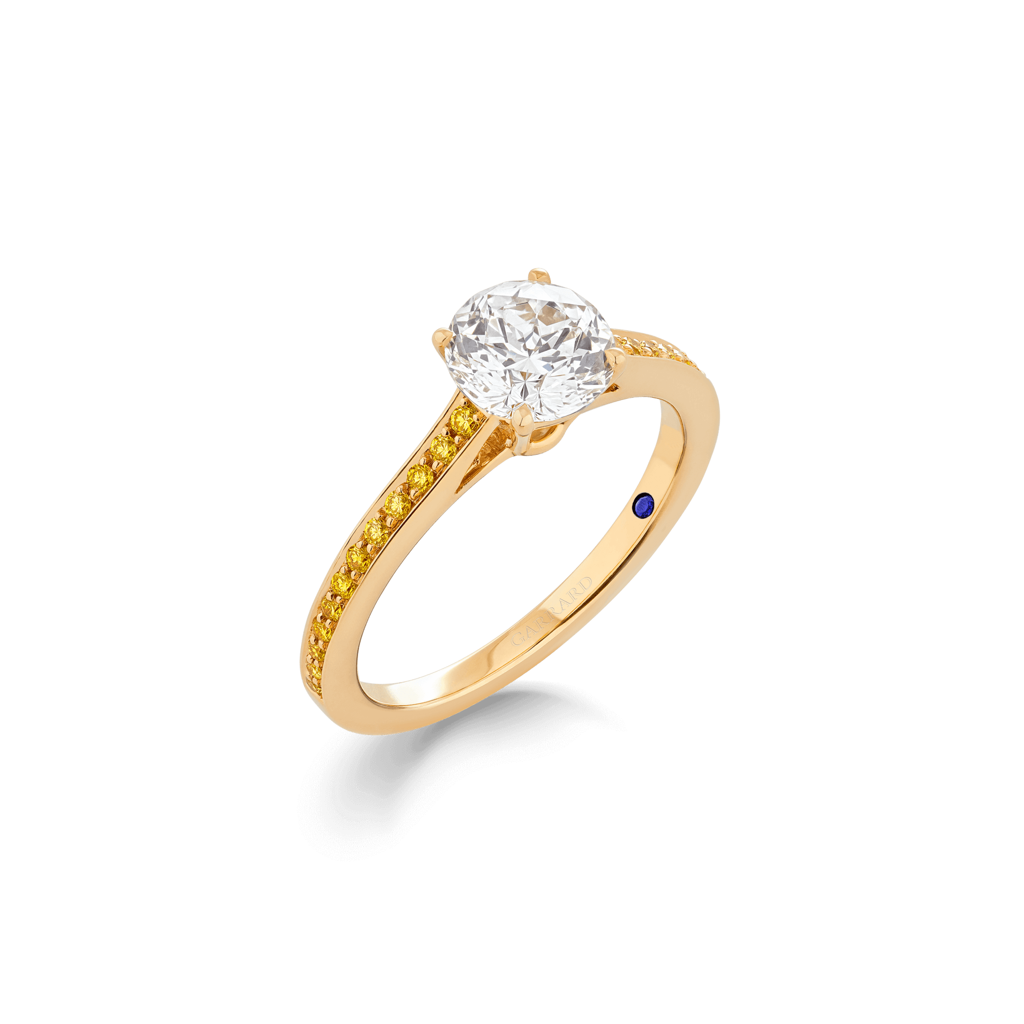 Garrard Bridal collection Cherish Round Diamond Solitaire Engagement Ring In 18 Carat Yellow Gold with Yellow Diamonds 2017573 He 1