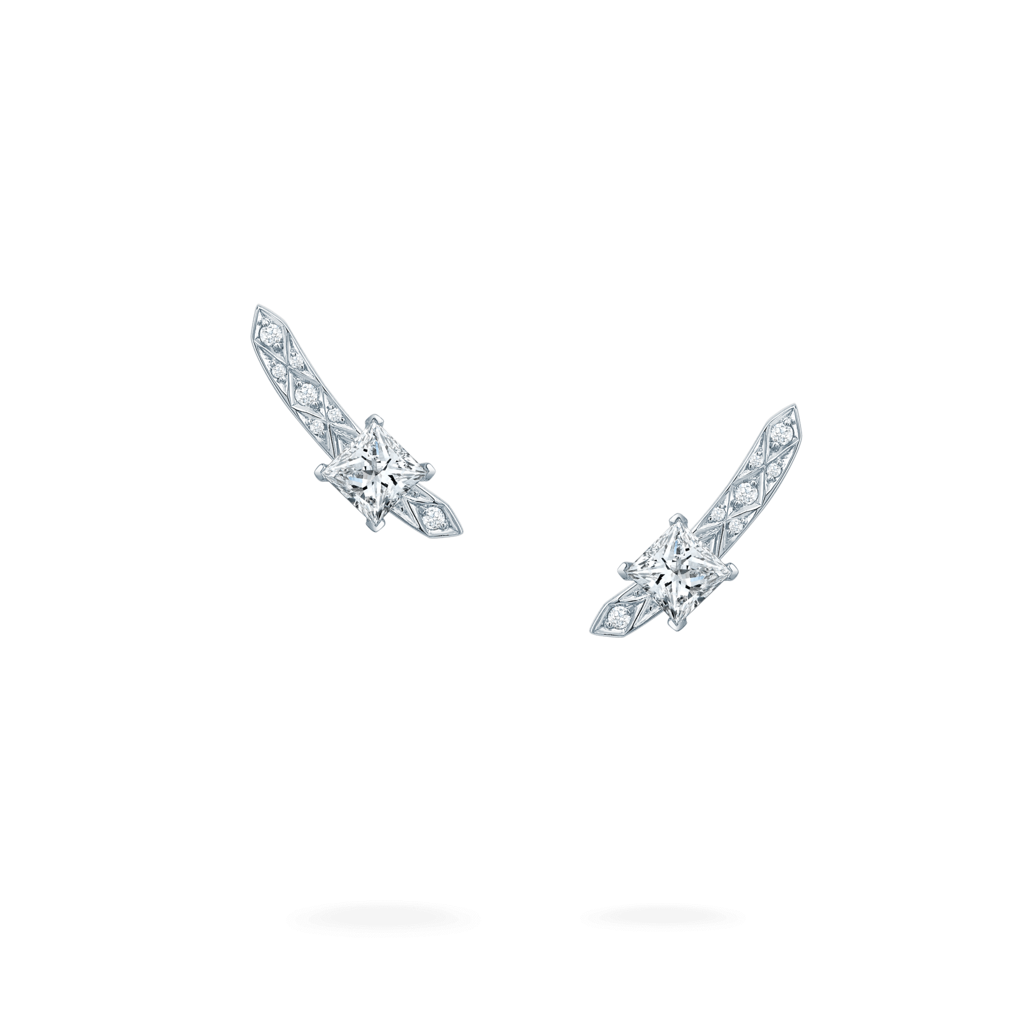 Garrard Classic Signature Princess Cut Diamond Ear Climbers In Platinum 2015226