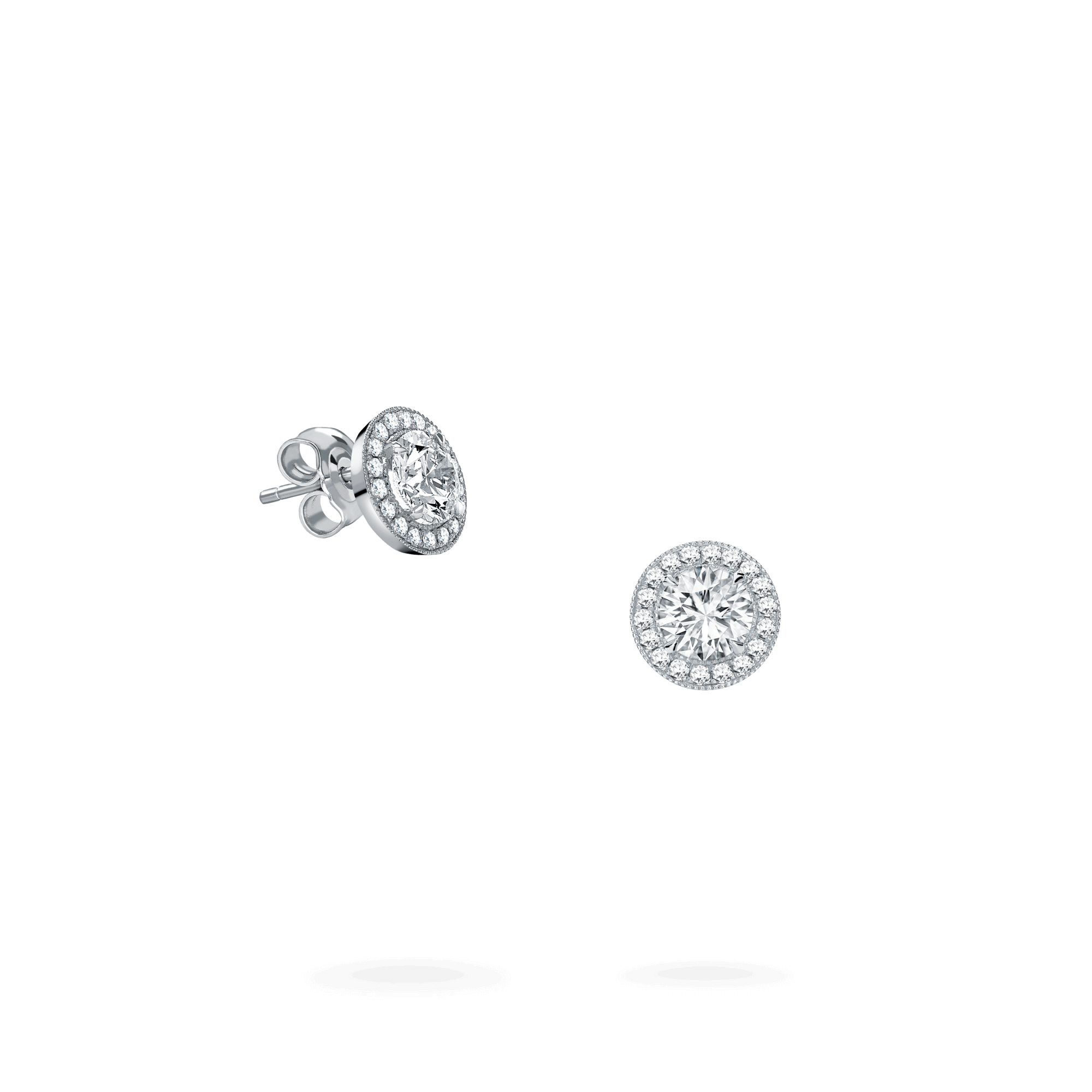 Garrard Classic jewellery collection Round Brilliant Diamond Halo Stud Earrings In Platinum 2014491