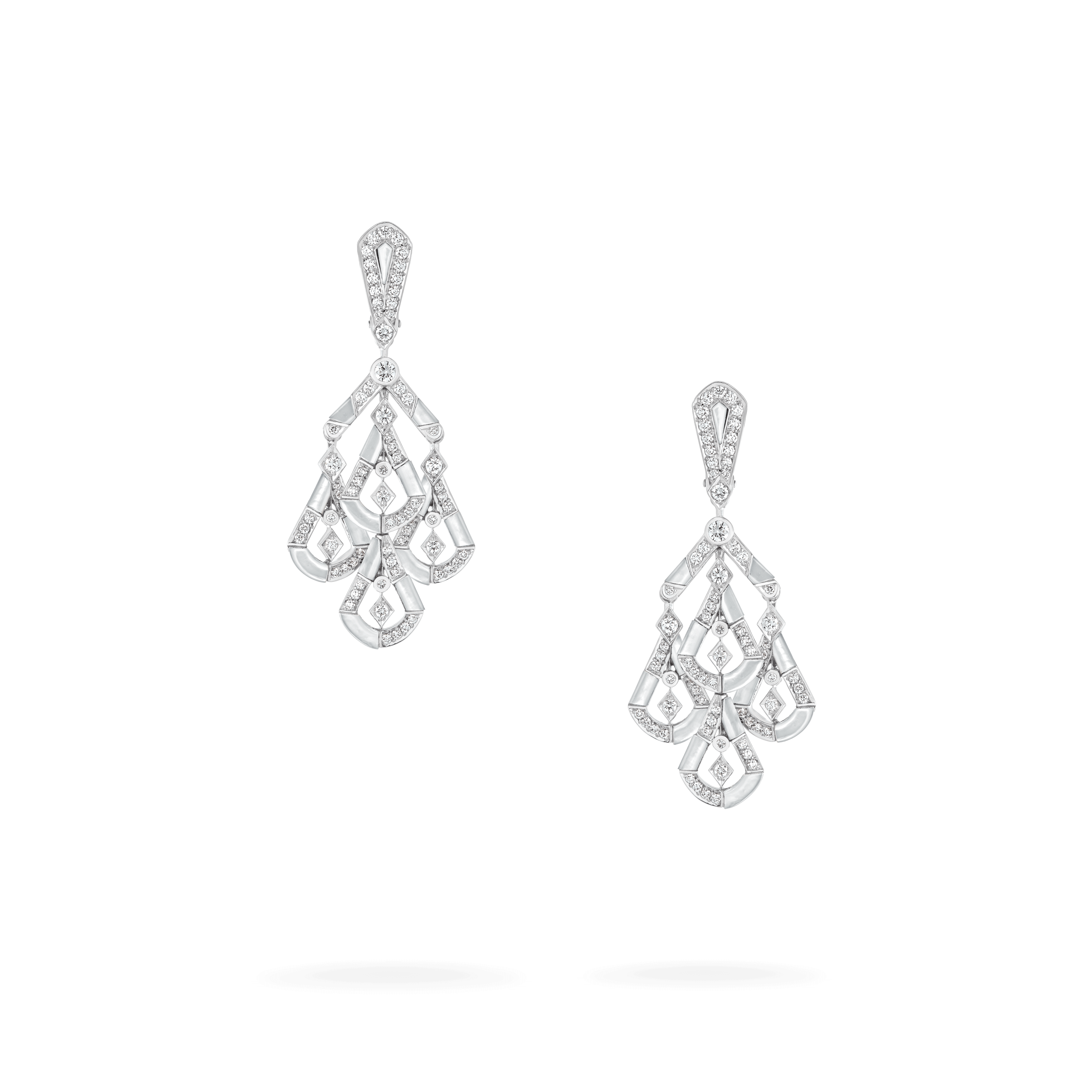 Garrard Fanfare Symphony High Jewellery Diamond and Mother of Pearl Earrings In 18ct White Gold, 2017277