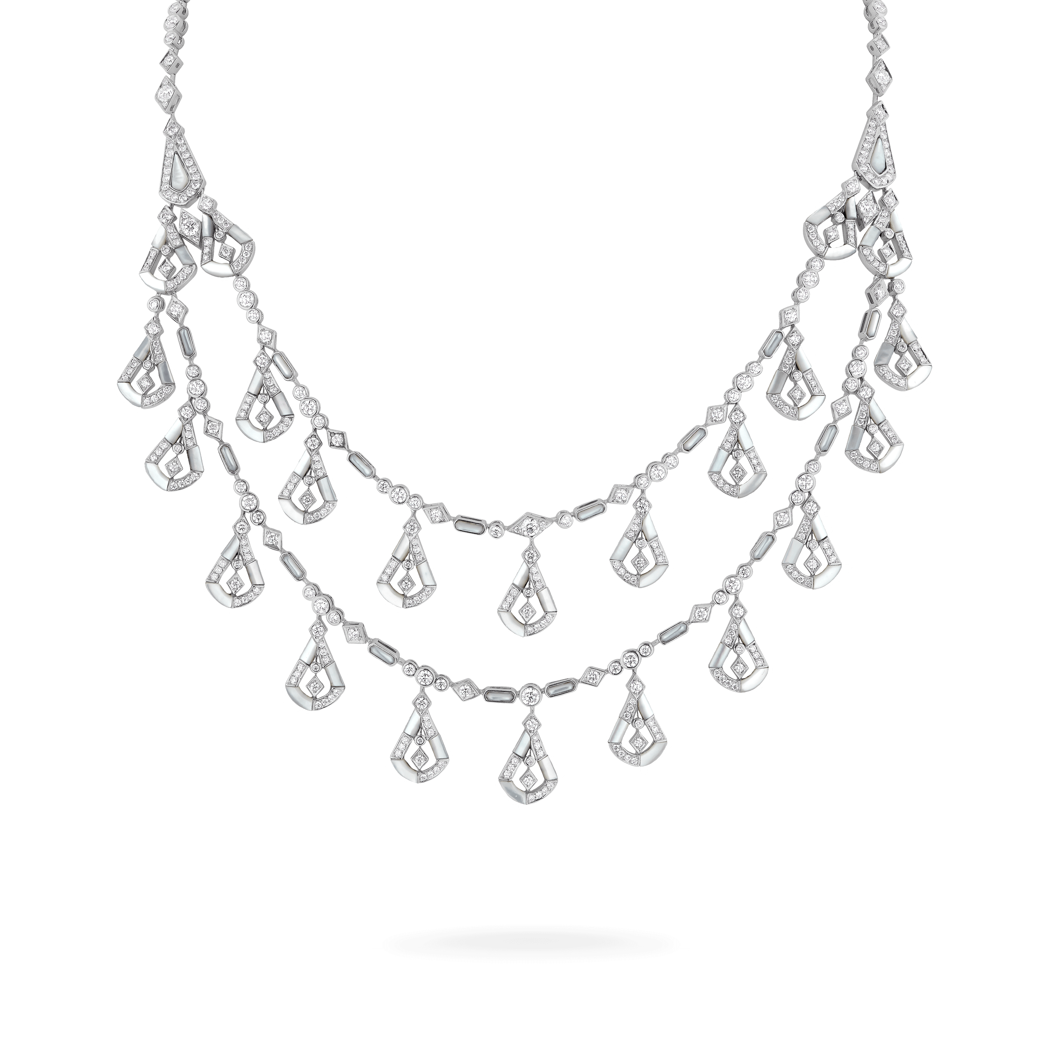 Garrard Fanfare Symphony High Jewellery Diamond and Mother of Pearl Necklace In 18ct White Gold, 2017276