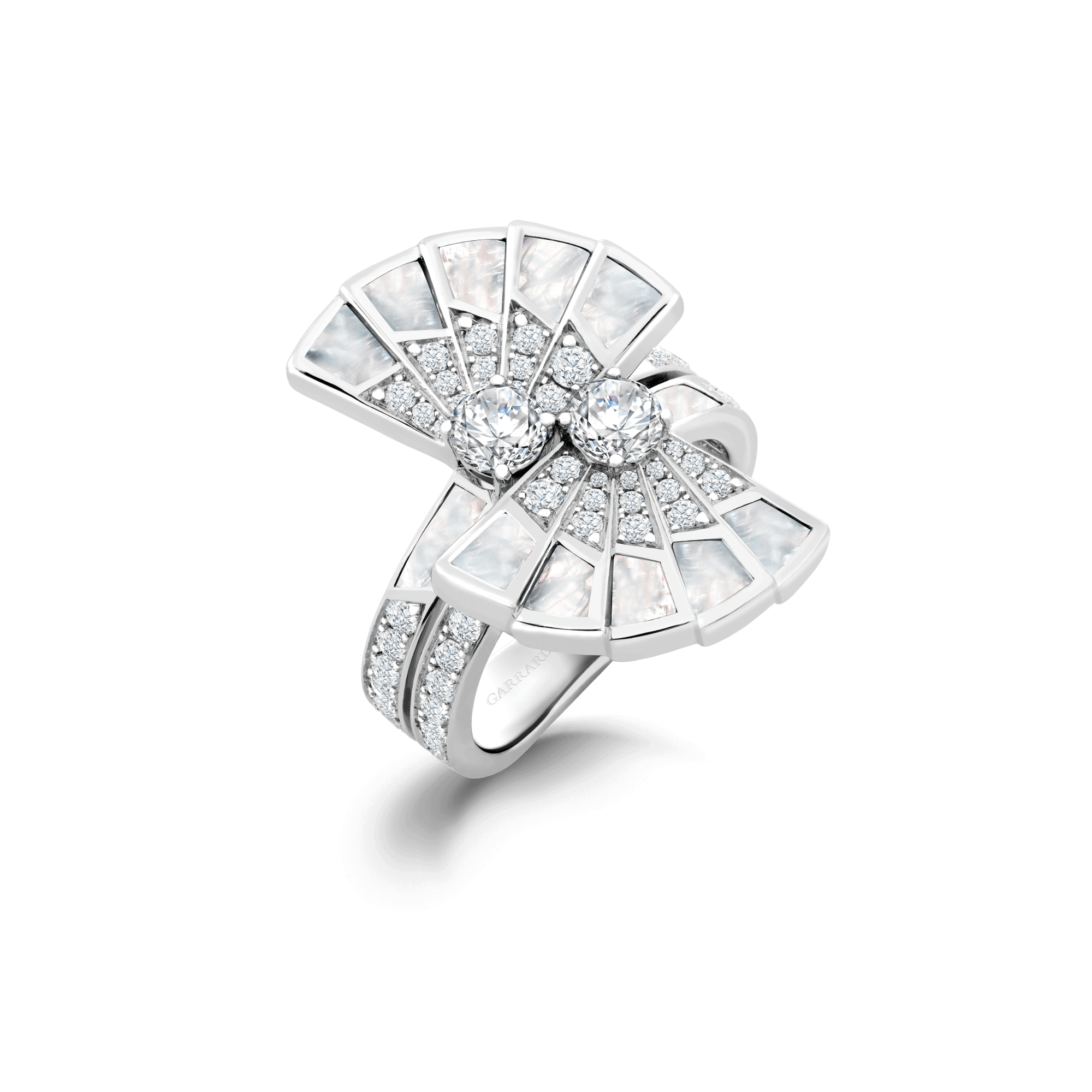 Garrard Fanfare Symphony collection Diamond and Mother of Pearl Earrings In 18ct White Gold 2017360 Hero View