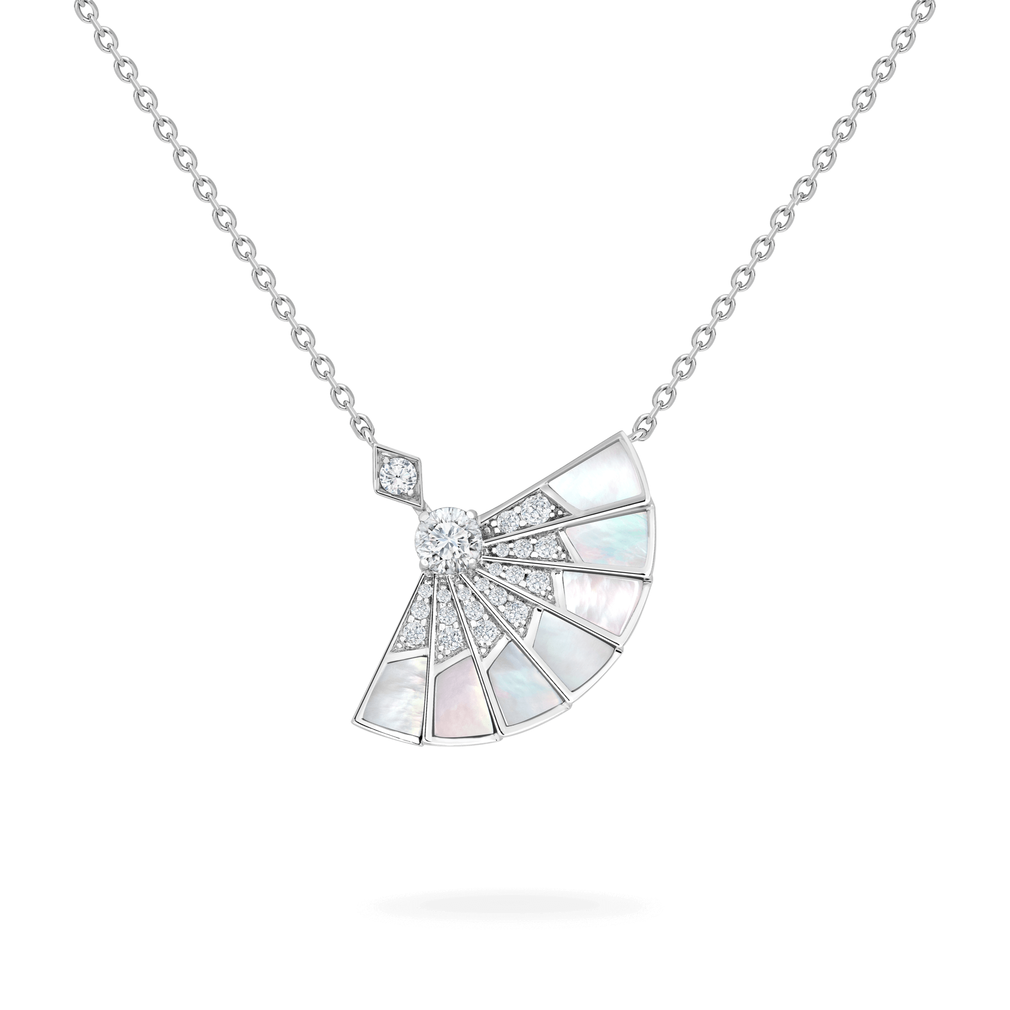 Garrard Fanfare Symphony collection Diamond and Mother of Pearl Pendant In 18ct White Gold 2017340 Hero View