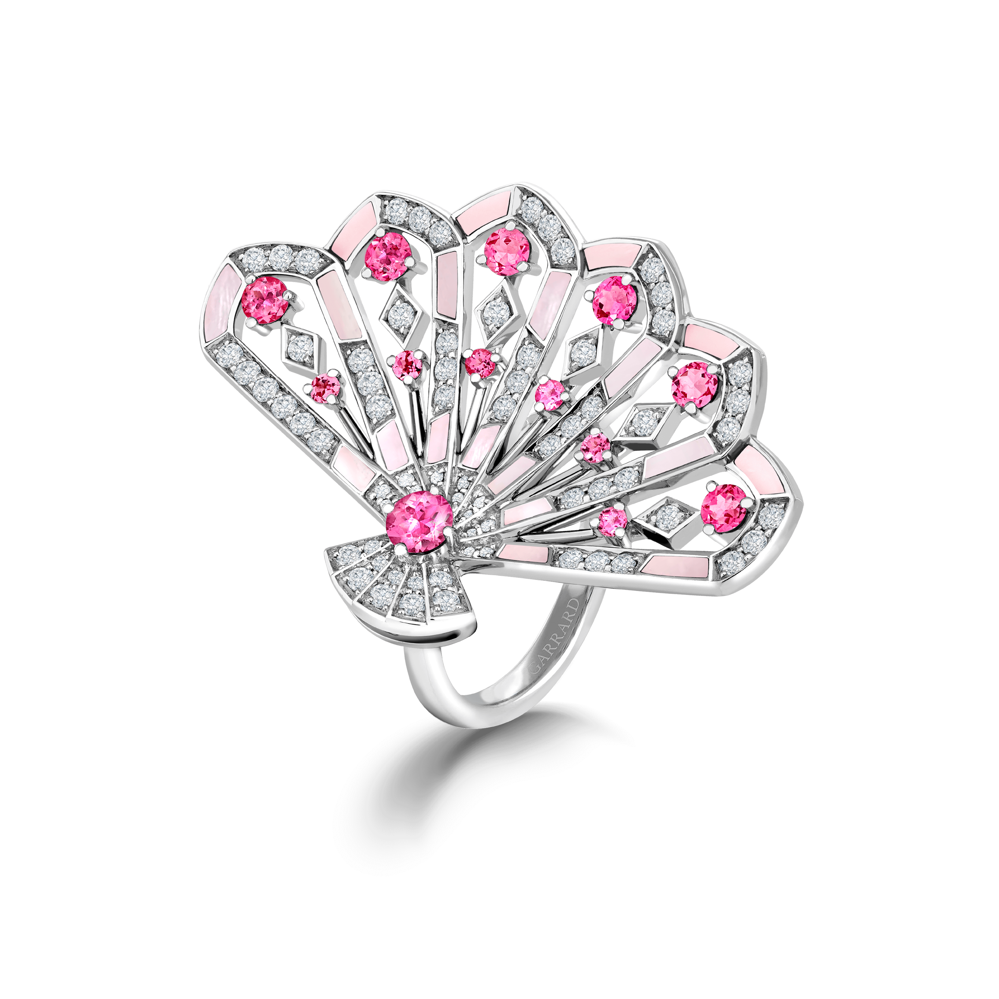 Fanfare Symphony Diamond and Pink Tourmaline Ring | In 18ct White Gold ...