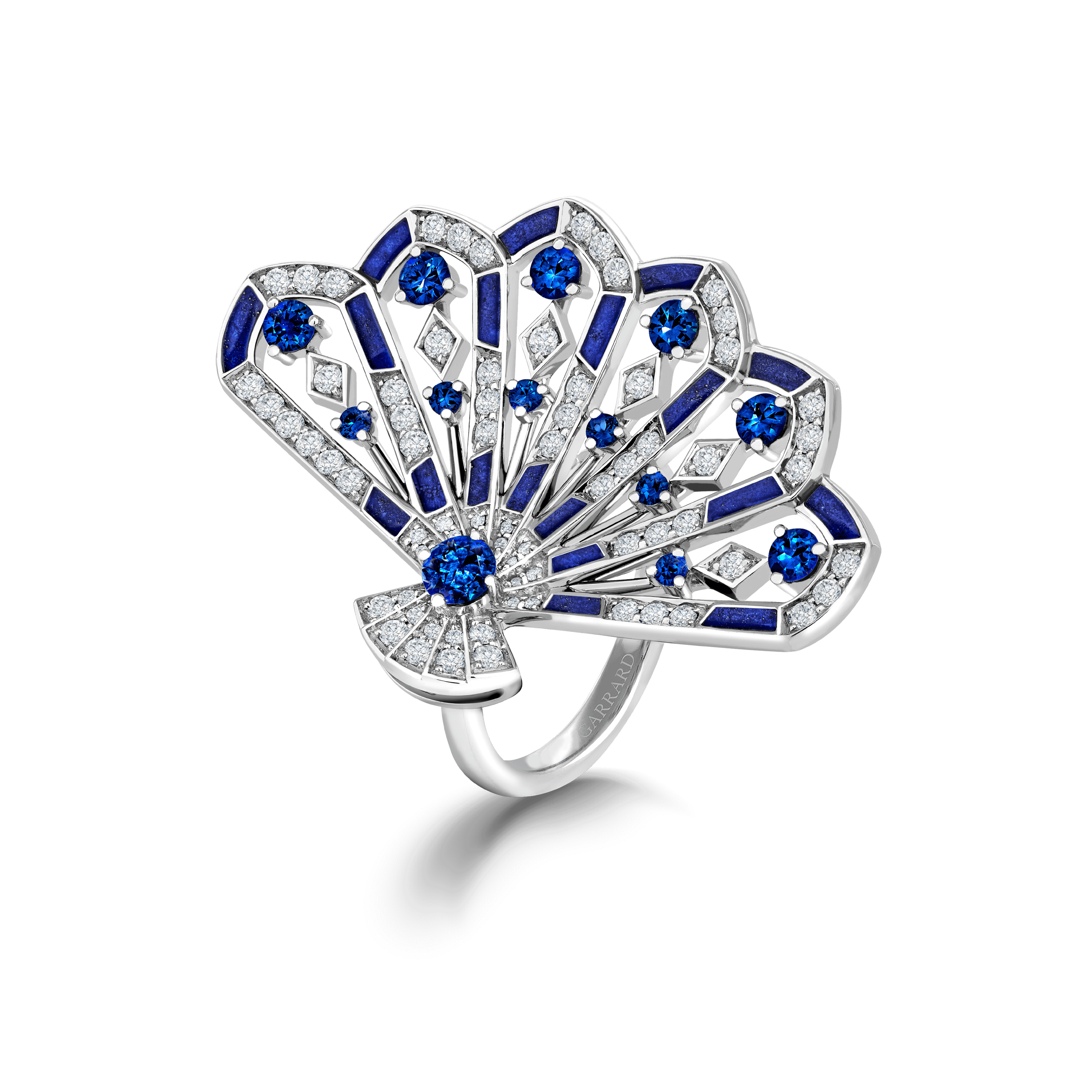 Fanfare Symphony Diamond and Sapphire Ring | In 18ct White Gold