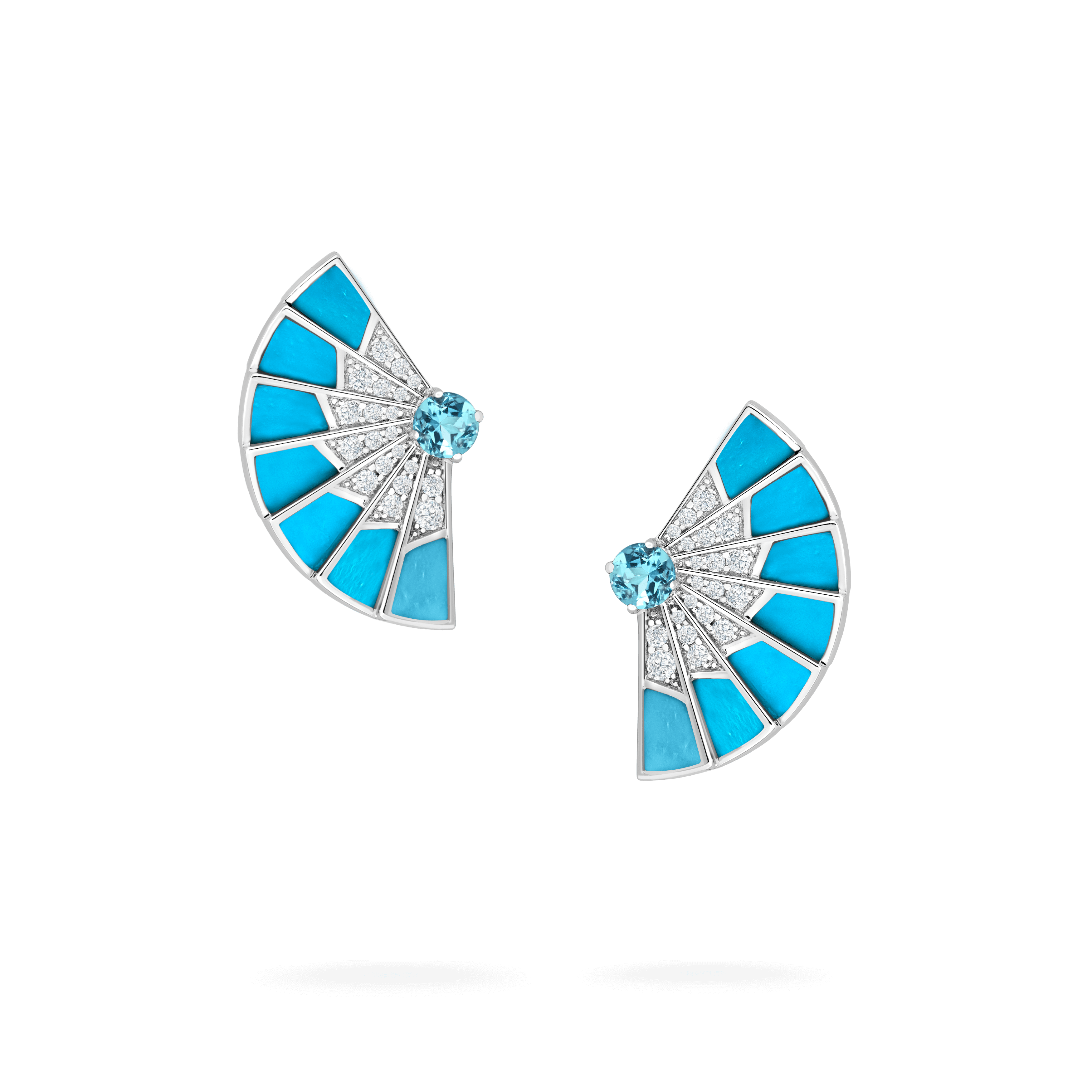 Garrard Fanfare Symphony jewellery collection Aquamarine and Turquoise Earrings in 18ct White Gold with Diamonds 2017304 Hero View Garrard Fanfare Symphony jewellery collection Aquamarine and Turquoise Earrings in 18ct White Gold with Diamonds 2017304 Hero View
