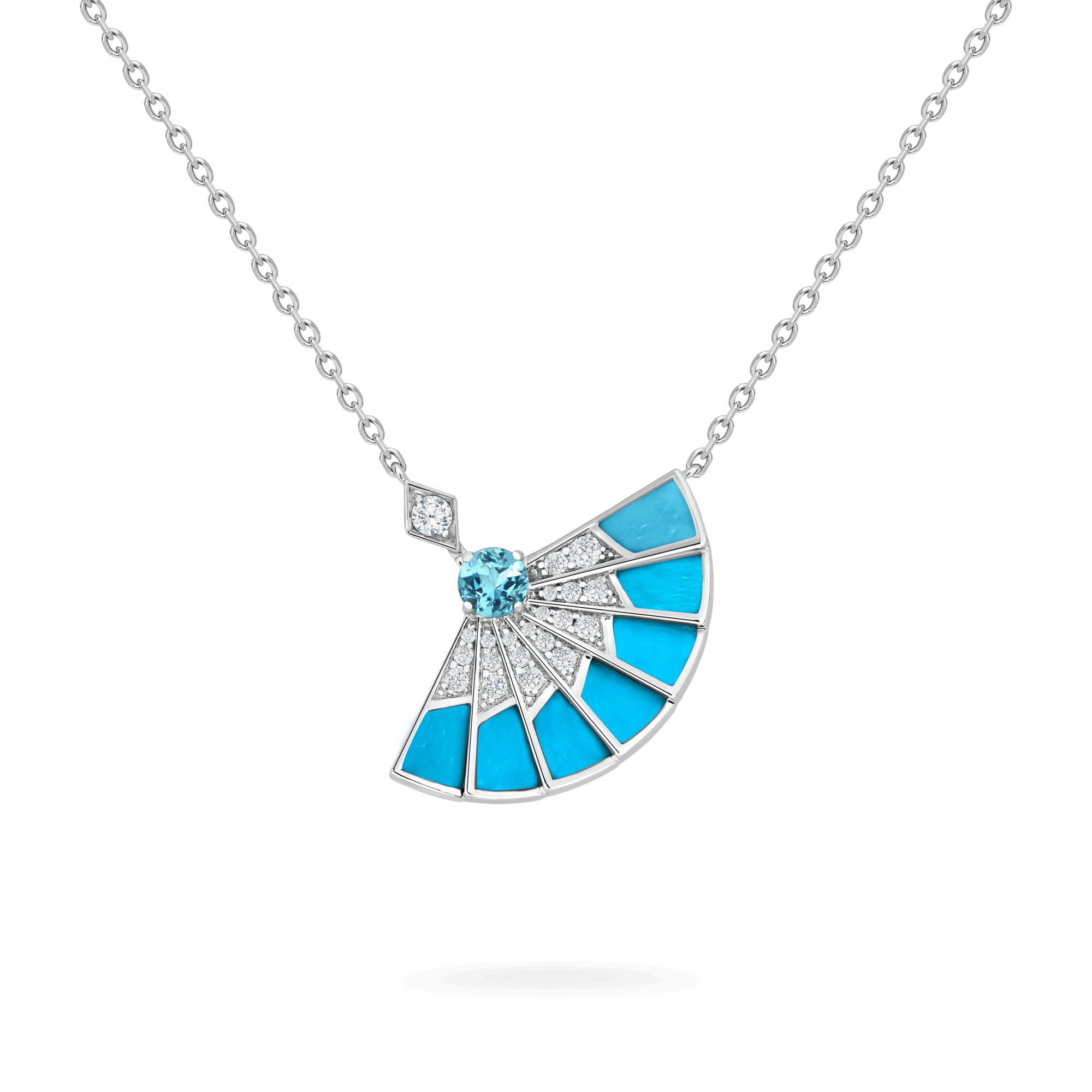 Garrard Fanfare Symphony jewellery collection Aquamarine and Turquoise Pendant In 18ct White Gold with Diamonds 2017306 Hero View