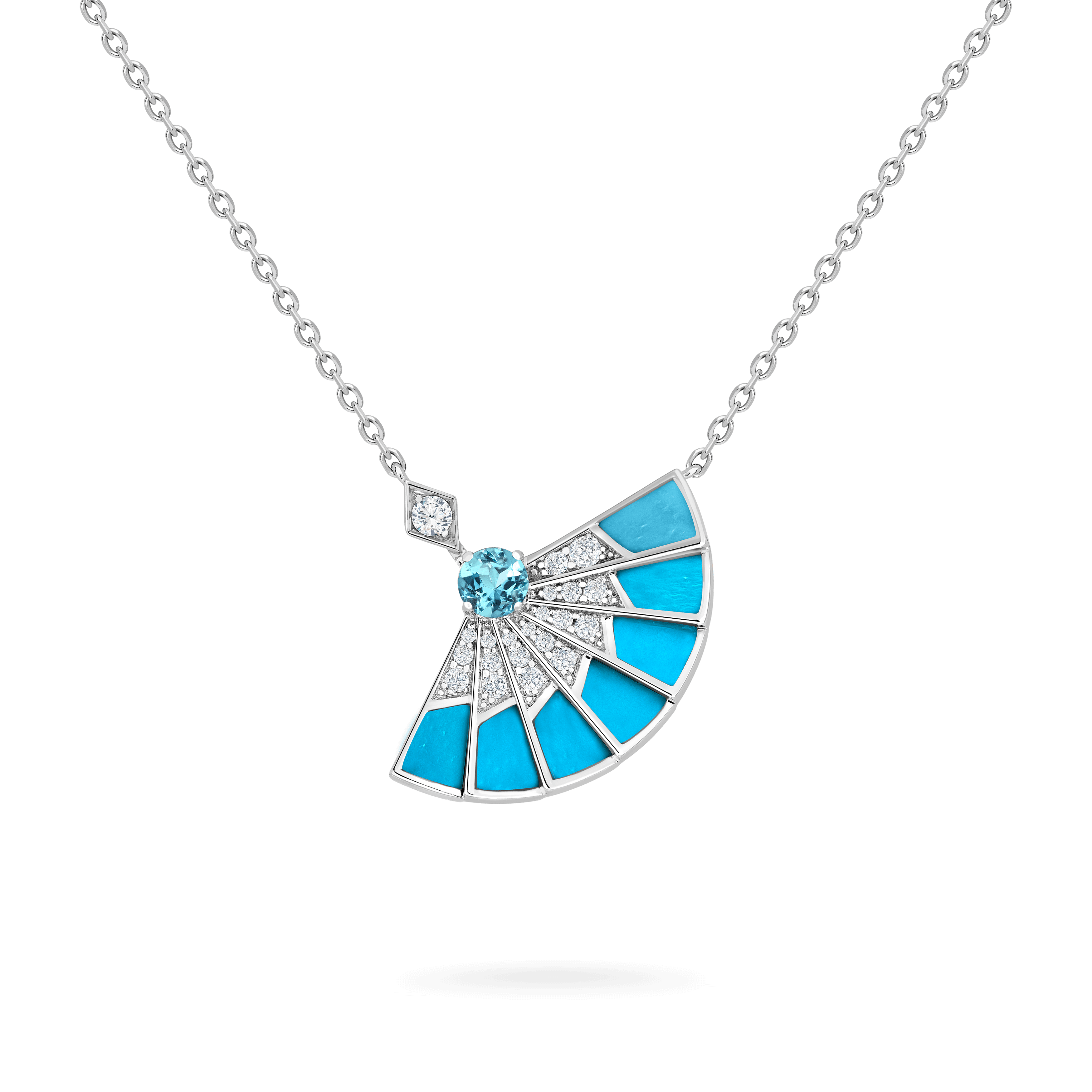 Garrard Fanfare Symphony jewellery collection Aquamarine and Turquoise Pendant In 18ct White Gold with Diamonds 2017306 Hero View Garrard Fanfare Symphony jewellery collection Aquamarine and Turquoise Pendant In 18ct White Gold with Diamonds 2017306 Hero View