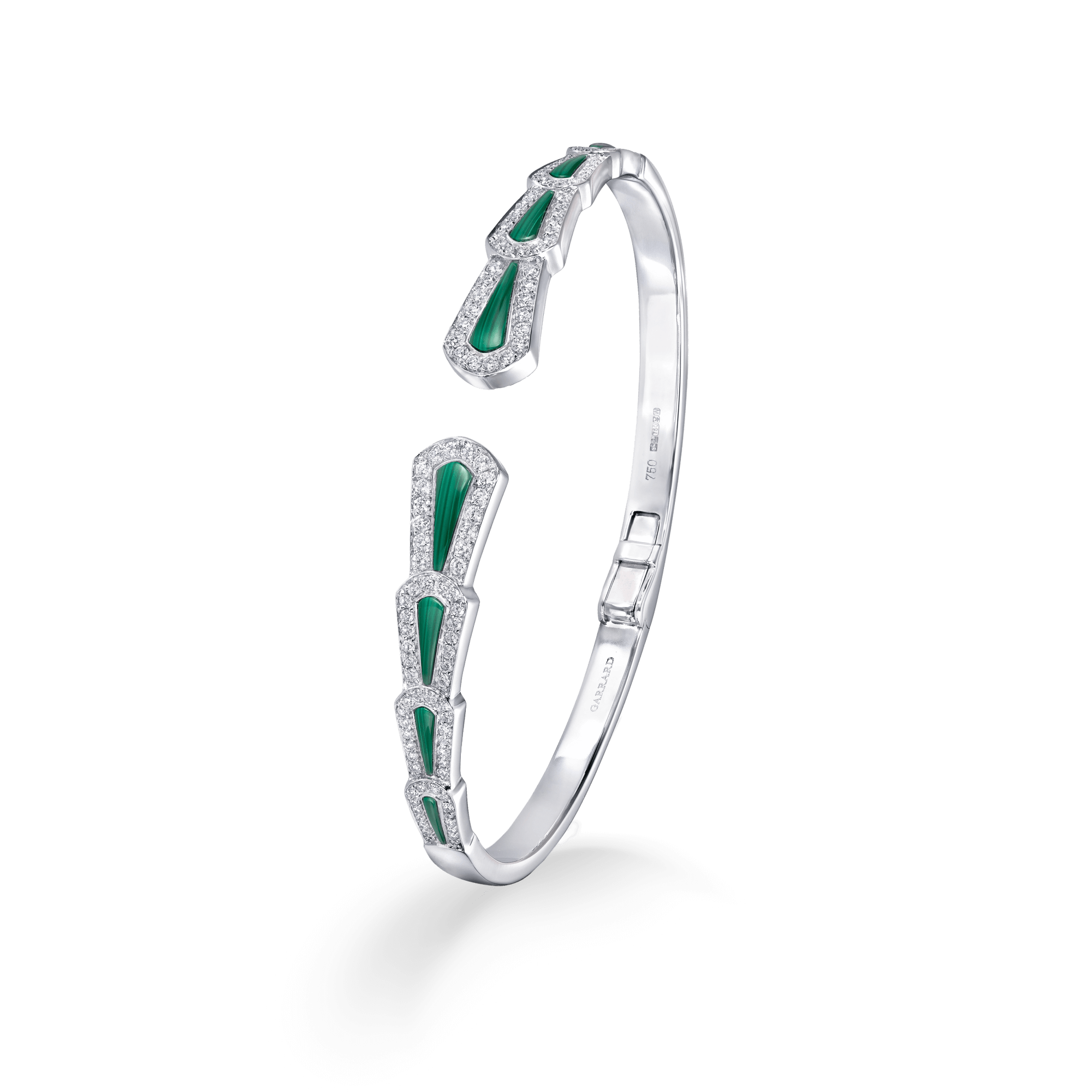 Garrard Fanfare Symphony jewellery collection Diamond and Malachite Bangle in 18ct White Gold2017515 2017516 2017517 Hero View