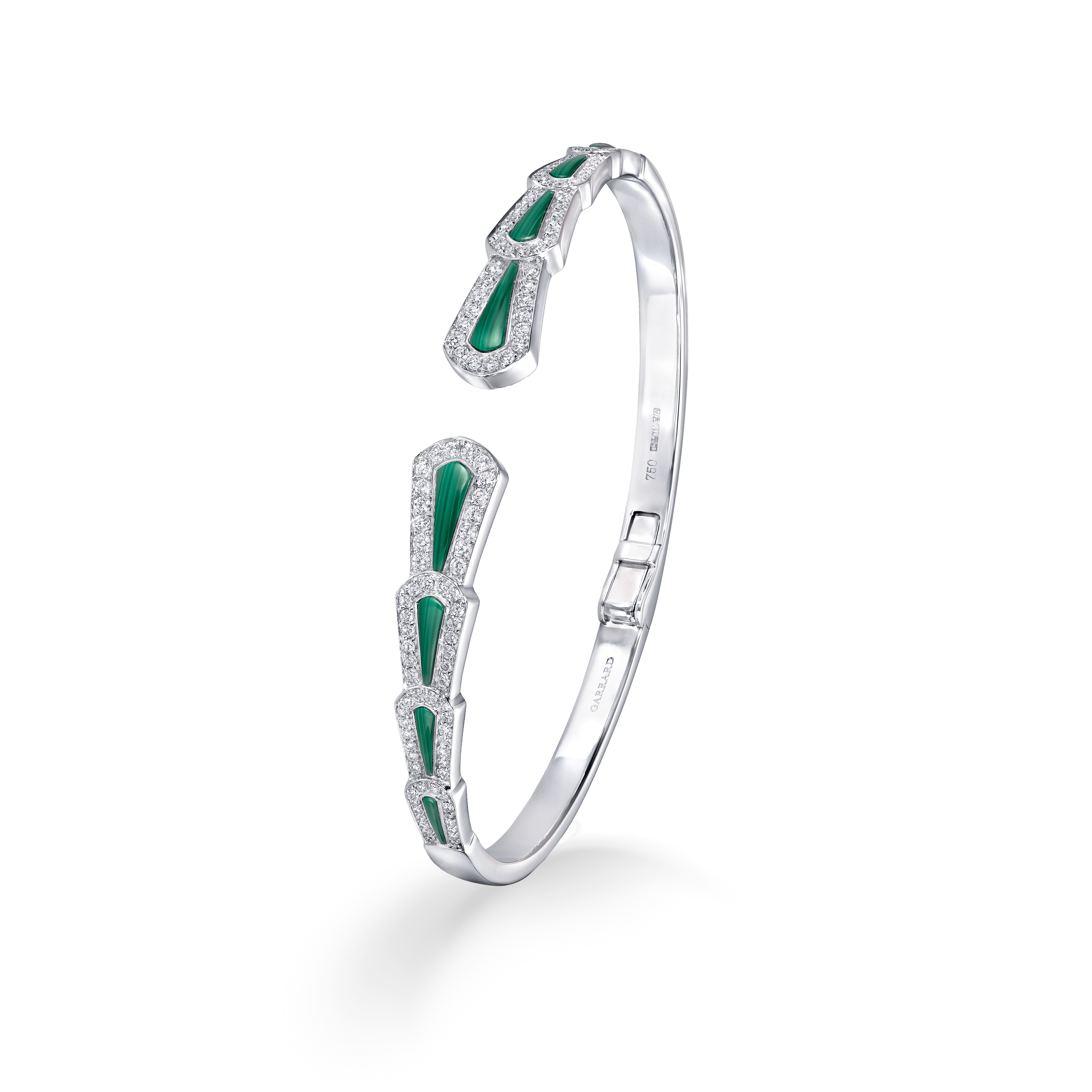 Garrard Fanfare Symphony jewellery collection Diamond and Malachite Bangle in 18ct White Gold2017515 2017516 2017517 Hero View Garrard Fanfare Symphony jewellery collection Diamond and Malachite Bangle in 18ct White Gold2017515 2017516 2017517 Hero View