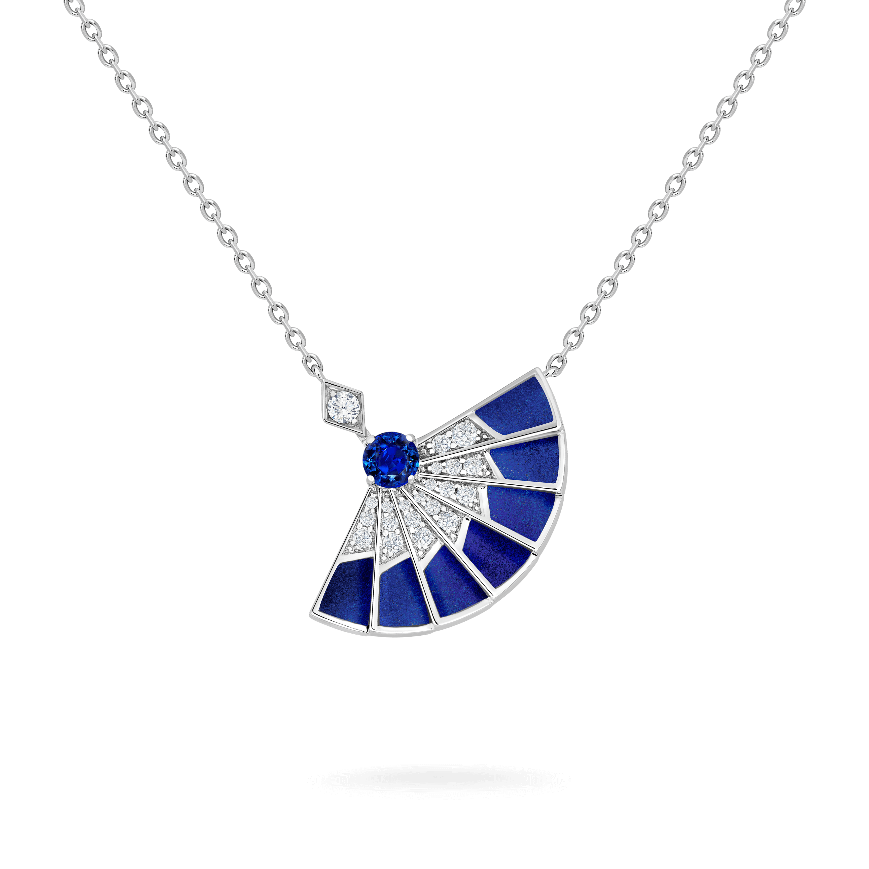 Garrard Fanfare Symphony jewellery collection Sapphire and Lapis Lazuli Pendant In 18ct White Gold with Diamonds, 2017338, Hero View