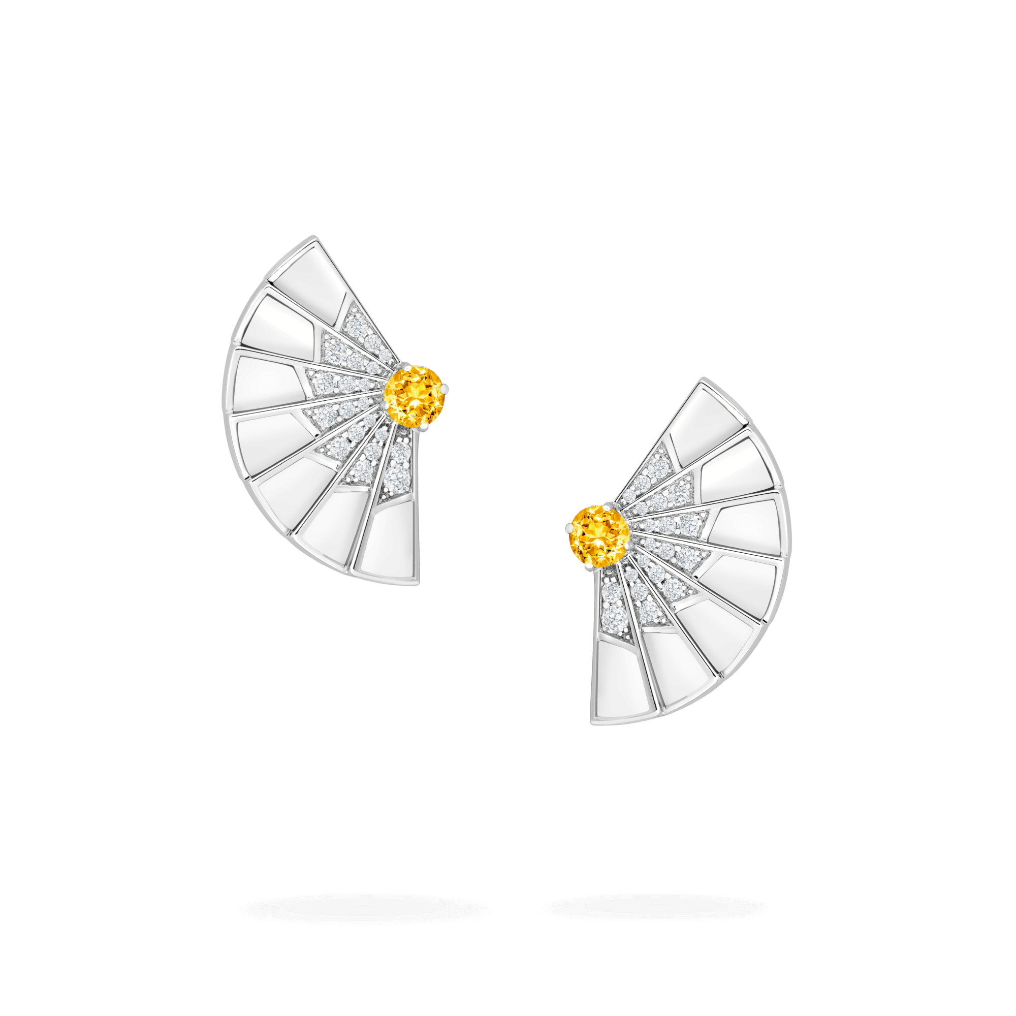 Garrard Fanfare Symphony jewellery collection Yellow Sapphire and White Agate Earrings in 18ct White Gold with Diamonds2017333 Hero View