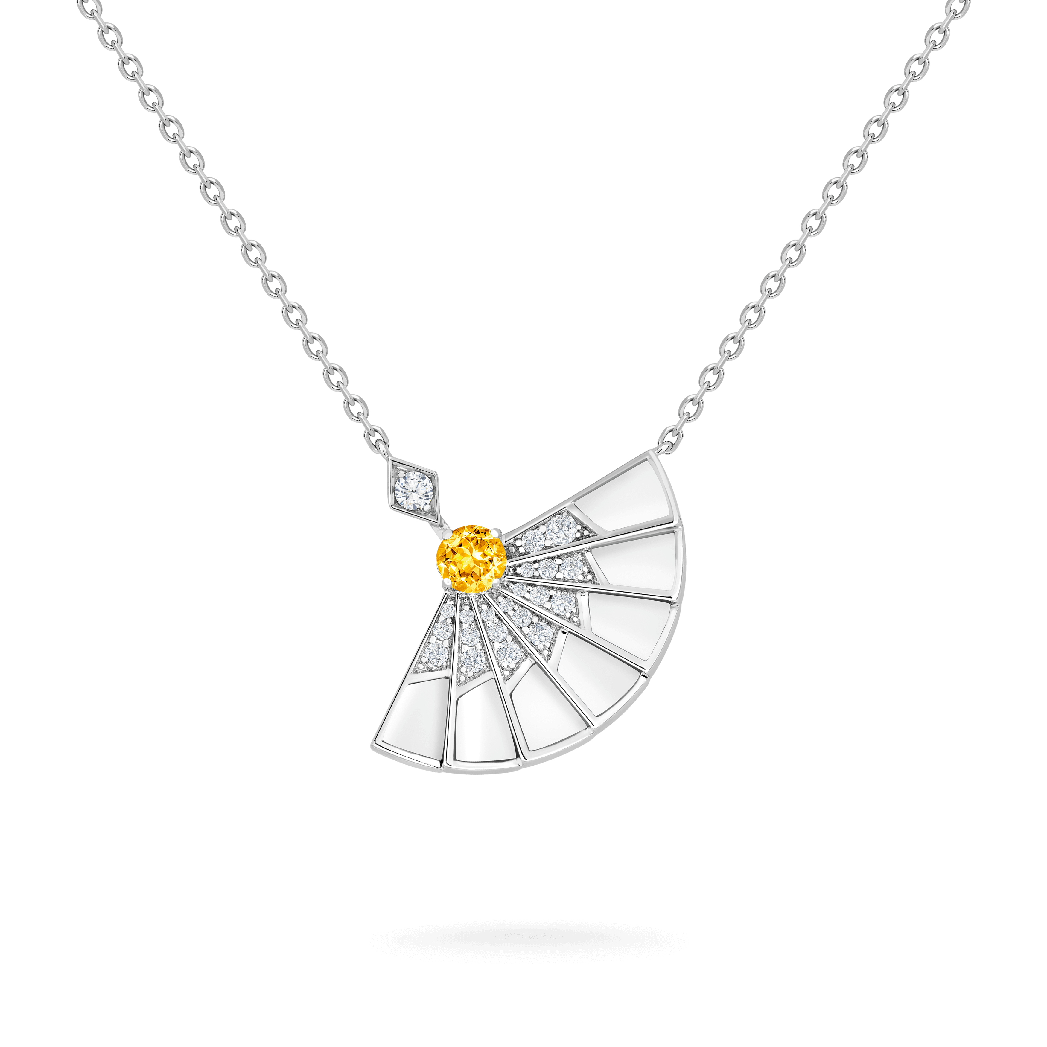 Garrard Fanfare Symphony jewellery collection Yellow Sapphire and White Agate Pendant in 18ct White Gold with Diamonds 2017337 Hero View Garrard Fanfare Symphony jewellery collection Yellow Sapphire and White Agate Pendant in 18ct White Gold with Diamonds 2017337 Hero View