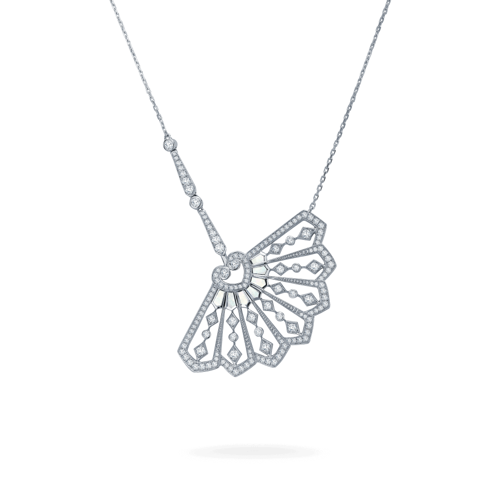 Garrard Fanfare collection Diamond and Mother of Pearl Pendant in 18ct White Gold 2015303 Hero View