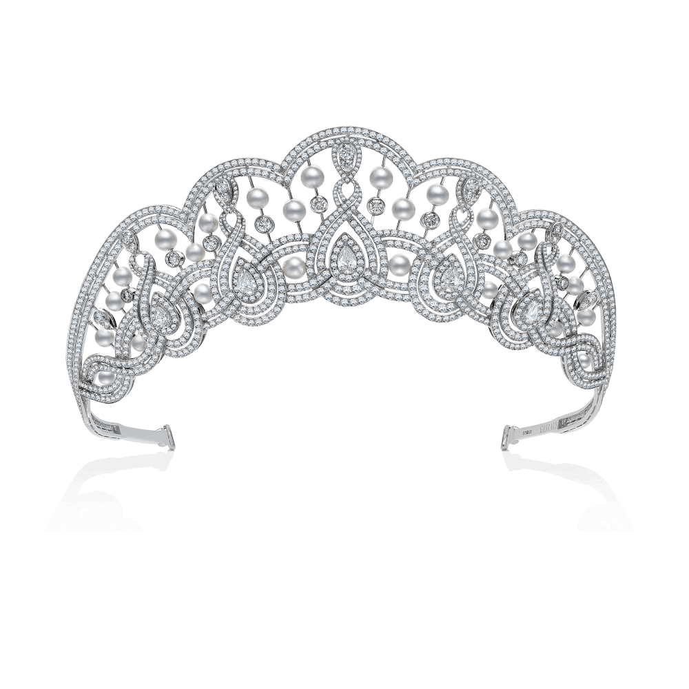 Garrard Garland High Jewellery Diamond and Pearl Tiara In 18ct White Gold 2014254