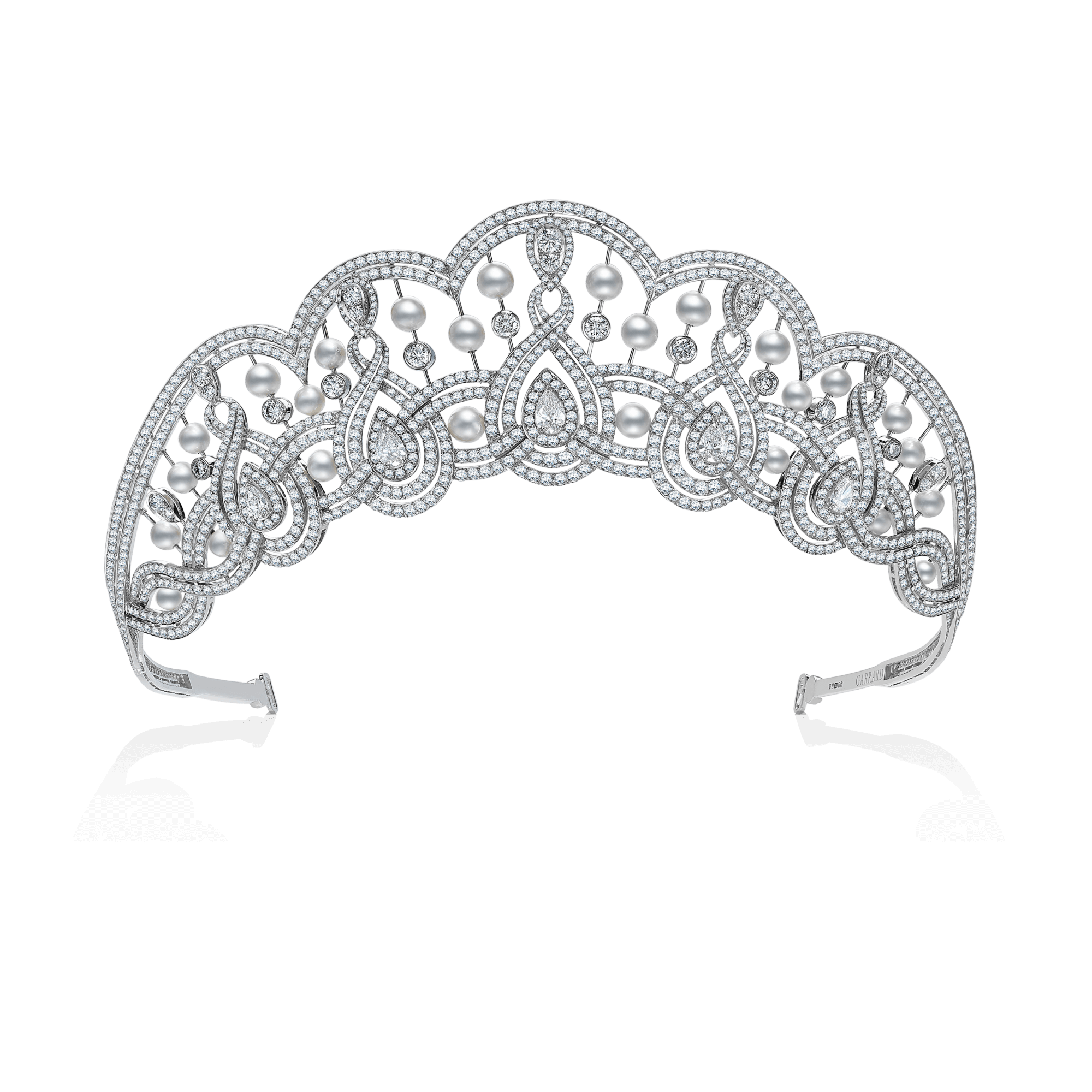 Garrard Garland High Jewellery Diamond and Pearl Tiara In 18ct White Gold 2014254