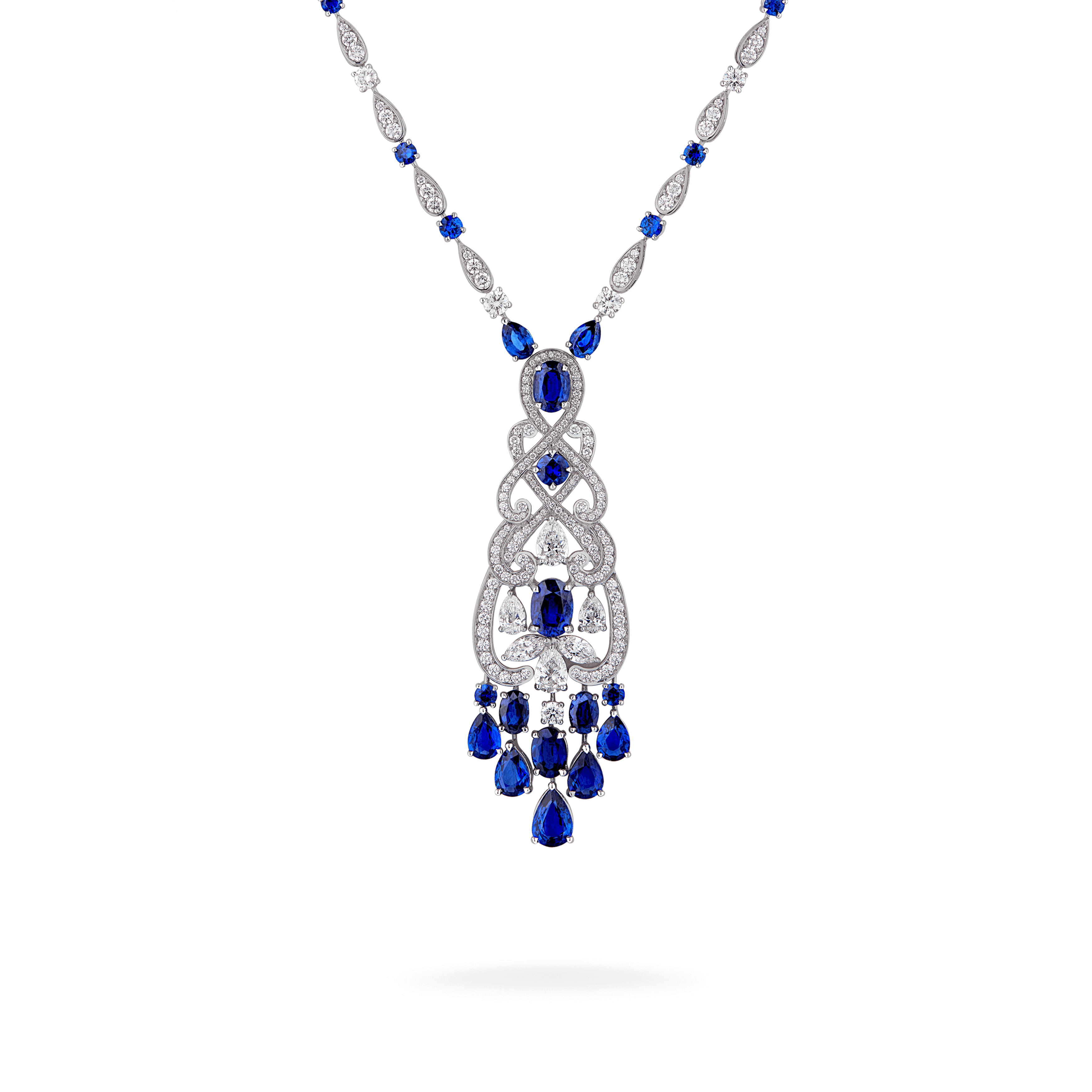Garrard Regal Cascade High Jewellery Sapphire and Diamond Necklace In 18ct White Gold, 2016679