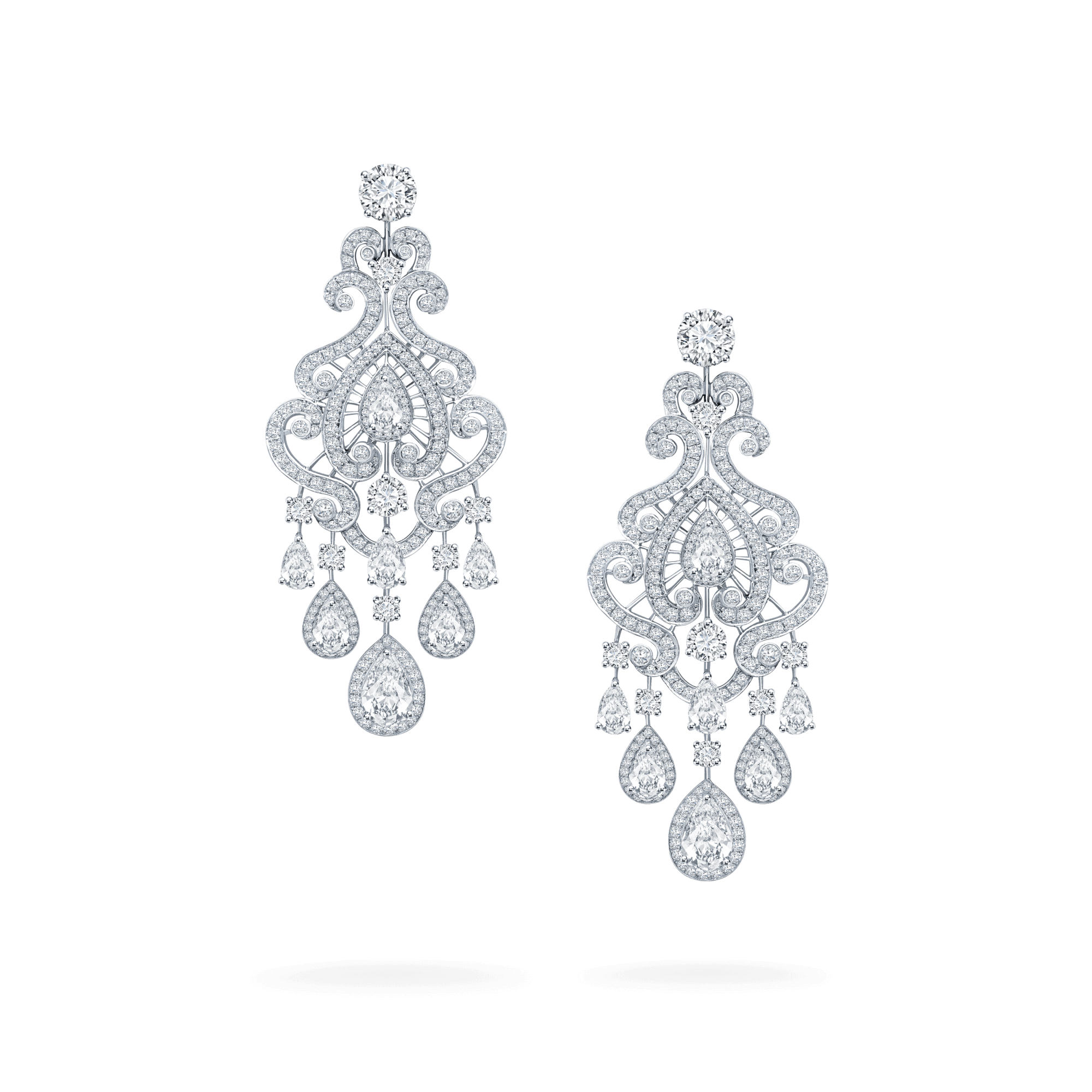 Garrard White Rose High Jewellery Diamond Earrings In 18ct White Gold 2015372