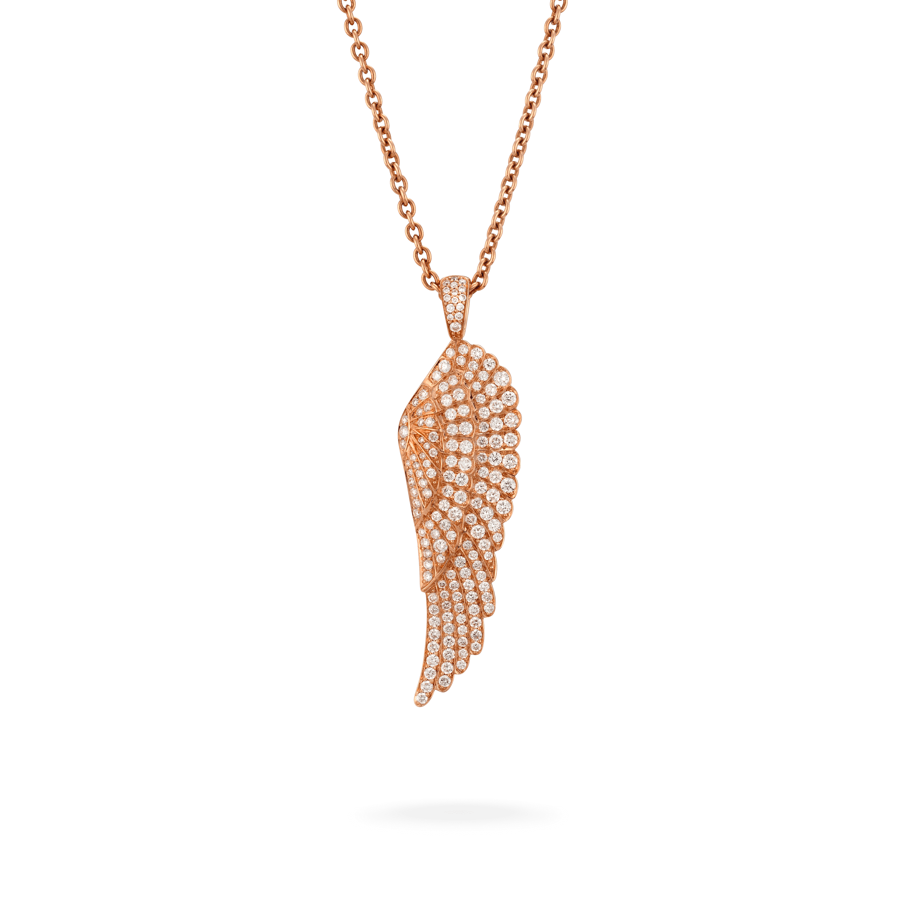 Wings Classic Large Diamond Pendant | In 18ct Rose Gold | Garrard