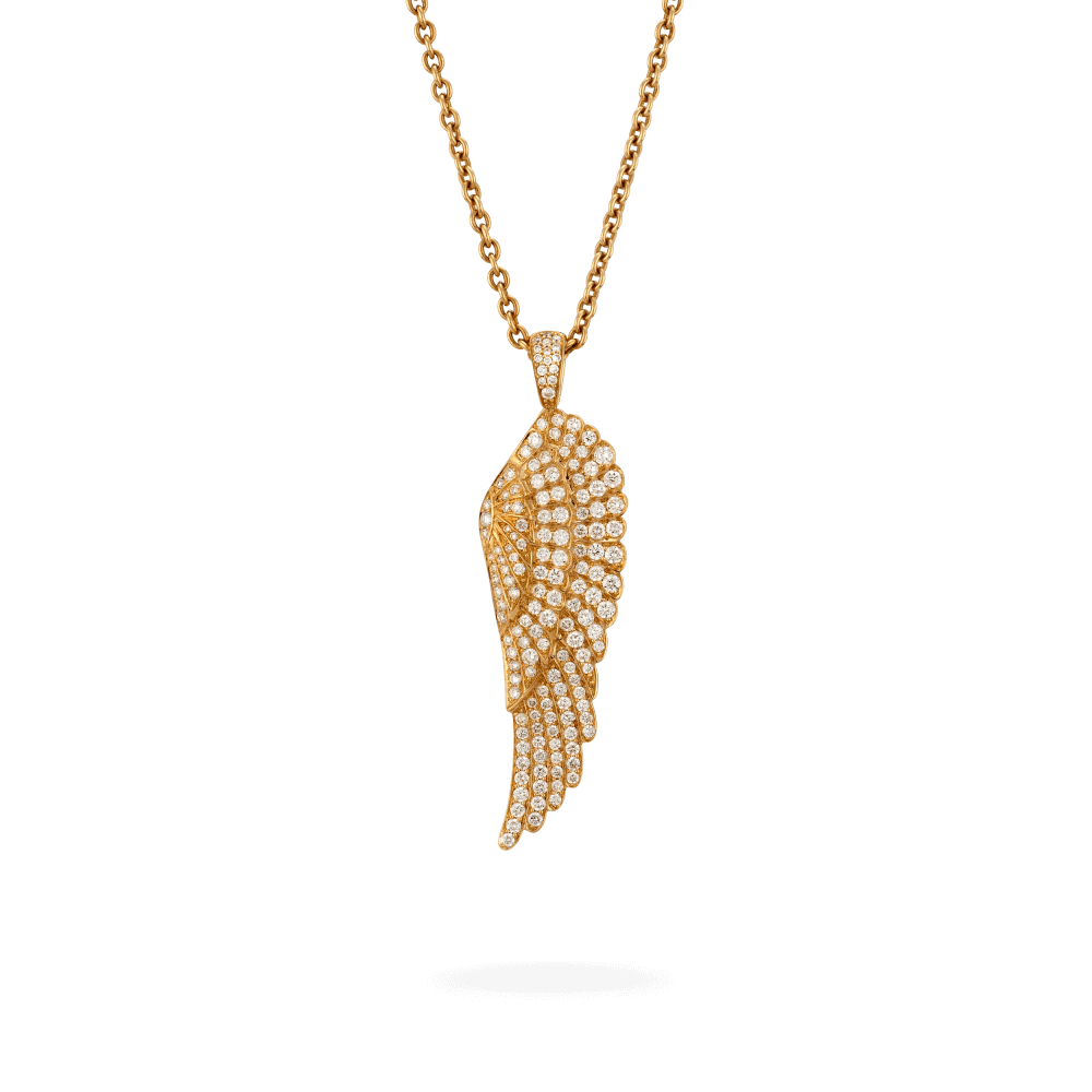 Garrard Wings Classic jewellery collection Large Diamond Pendant In 18ct Yellow Gold 2010591 Hero View