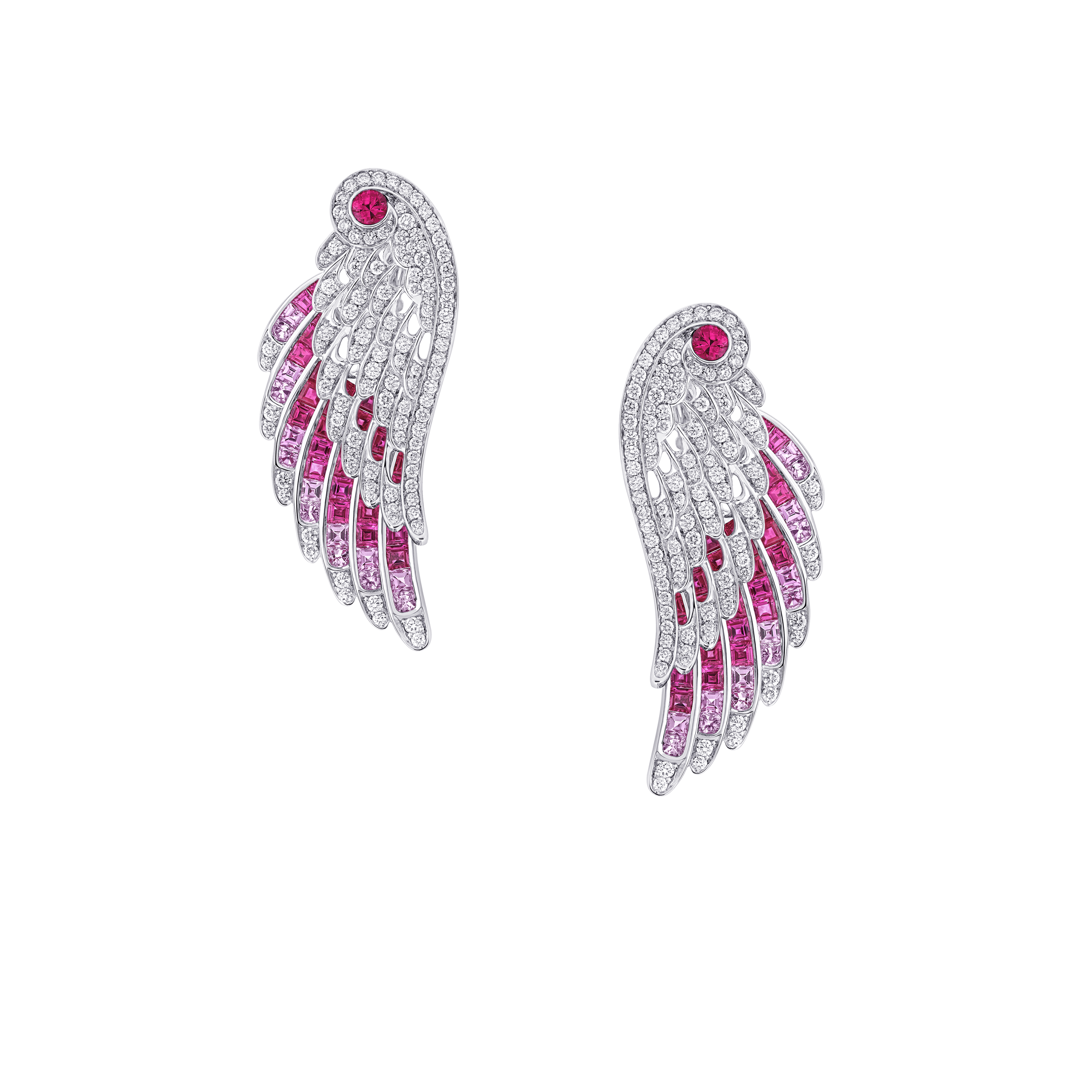 Garrard Wings Embrace collection Flamingo Ear Jackets In 18ct White Gold with Diamonds Rubies and Sapphires 2017605 Hero Garrard Wings Embrace collection Flamingo Ear Jackets In 18ct White Gold with Diamonds Rubies and Sapphires 2017605 Hero