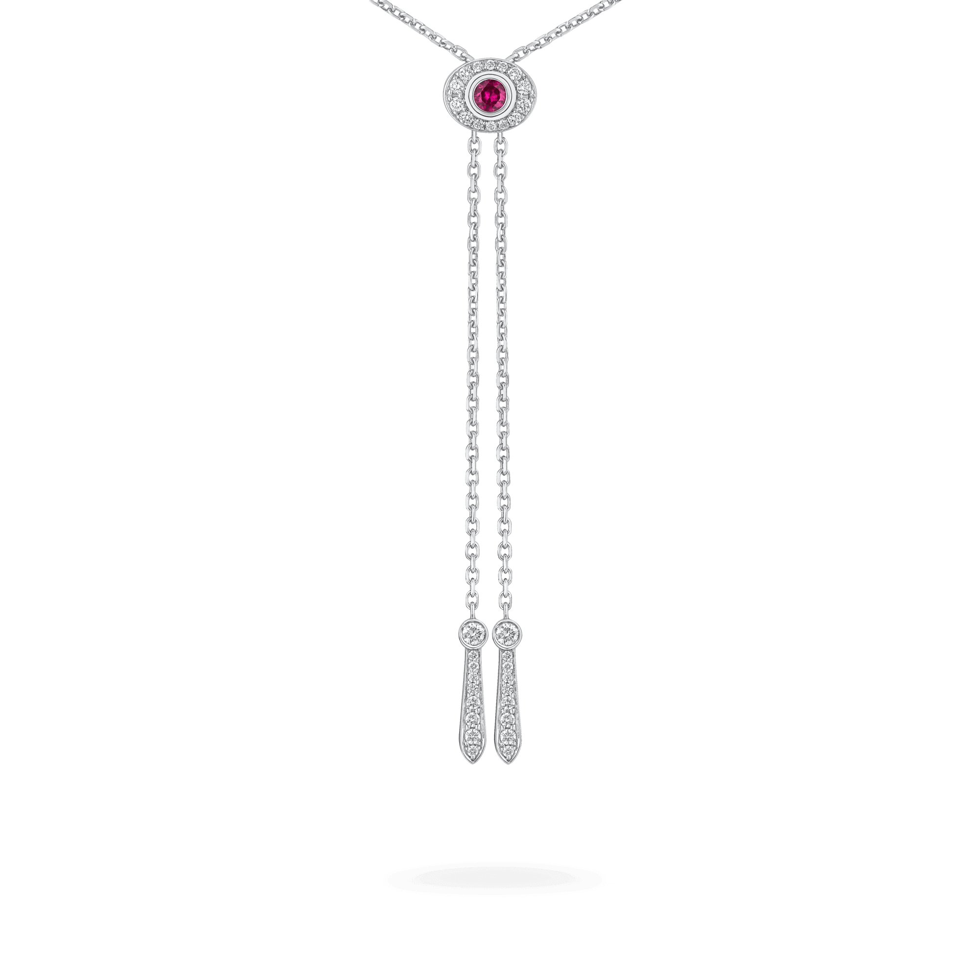 Garrard Wings Embrace collection Flamingo Slider Pendant In 18ct White Gold with Diamonds Rubies and Sapphires 2017604 Back